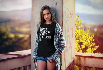 MoonWorks Print-Shirt Damen T-Shirt Don´t touch it, sonst klatscht it lustiges Spruch Fun-Shirt Moonworks® mit Print