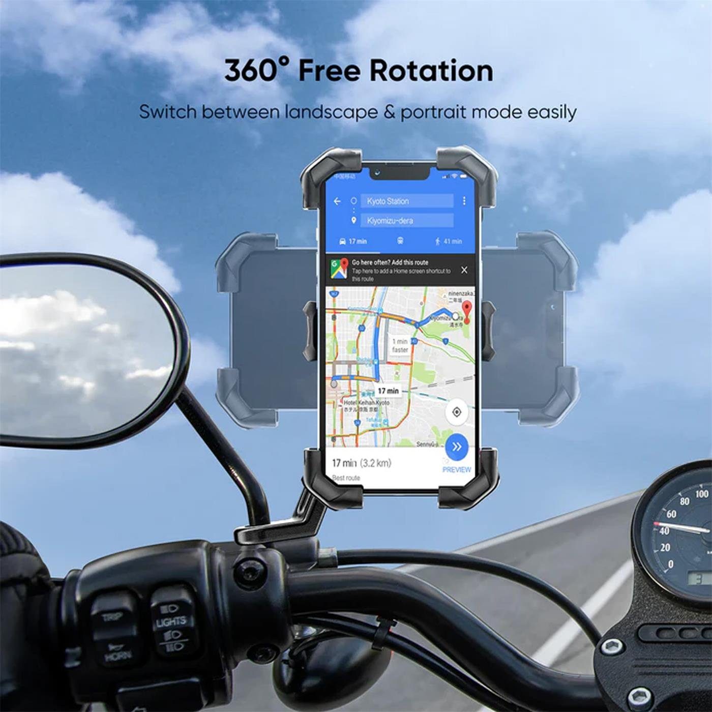 JOYROOM Handy-Halterung JR-ZS288-m Motorrad Spiegel, (bis 7 Zoll, Universal Smartphone Handy Halter für Motorrad Bike Roller Scooter) – Bild 3 von 5