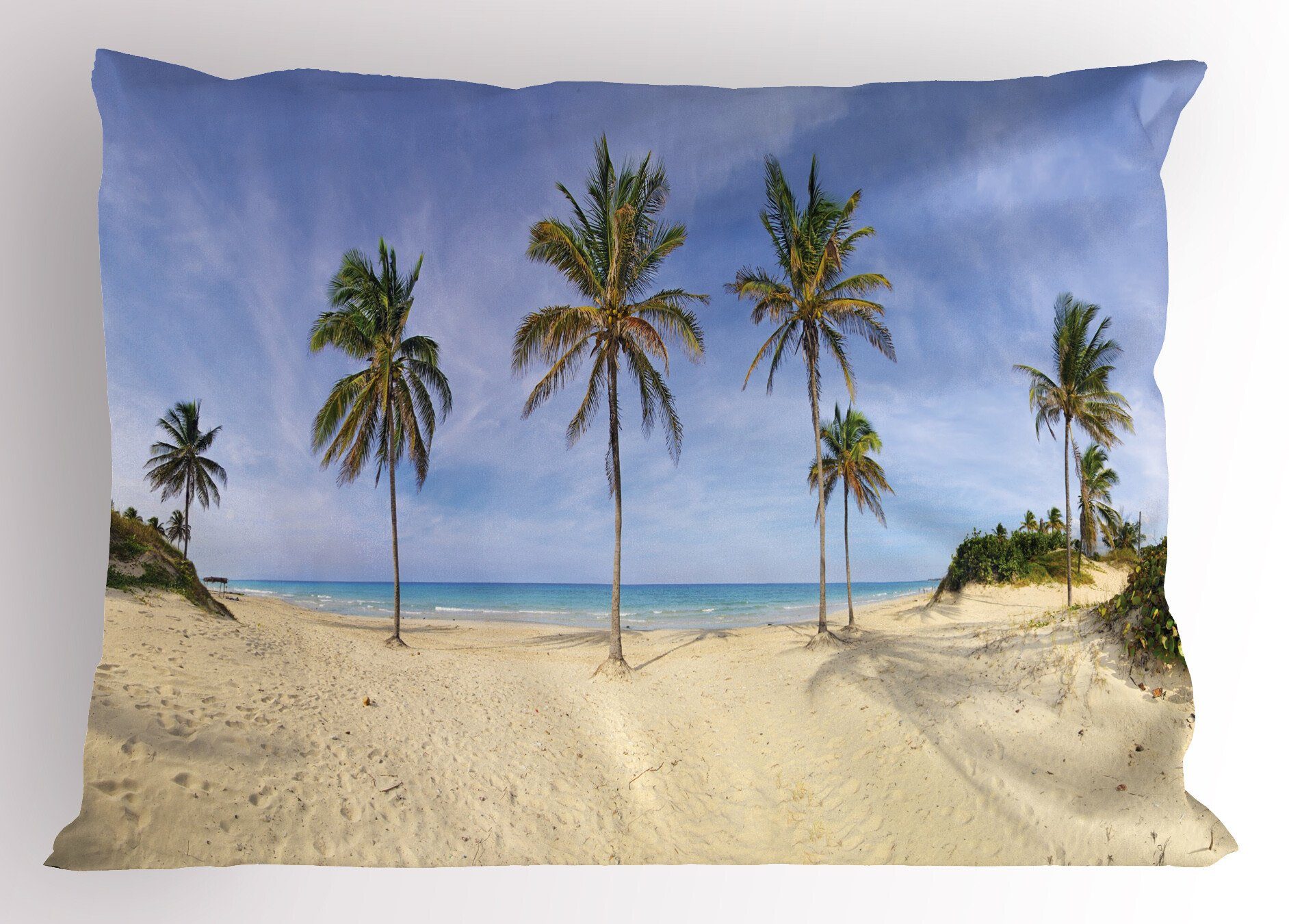 Stück), Strand-Panorama Scene Nature Standard Abakuhaus Gedruckter Size Kissenbezüge (1 Kopfkissenbezug, Dekorativer Cuban