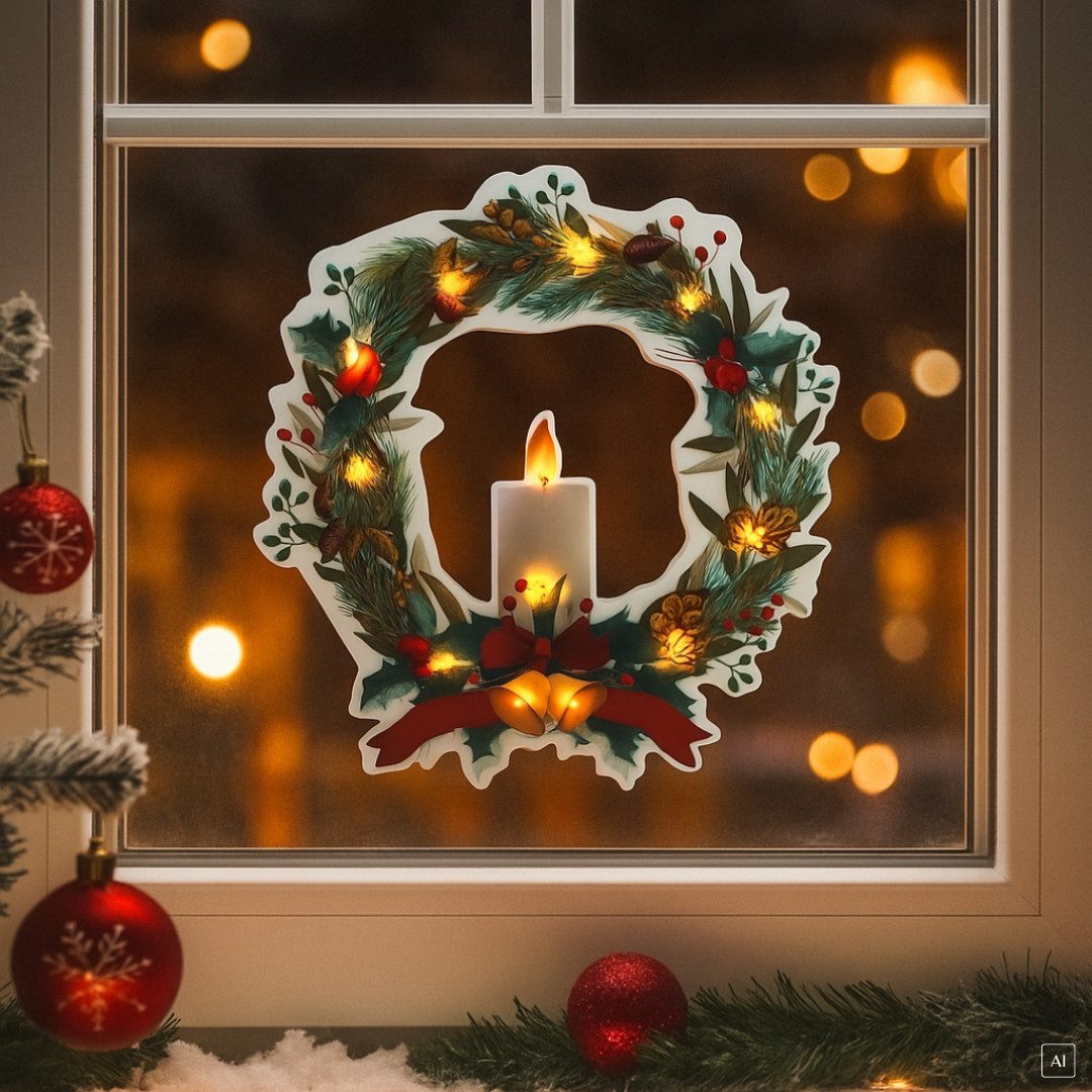 abc HOME Fensterdekoration Weihnachtskranz, LEDs, Timer-Funktion, Selbsthaftend