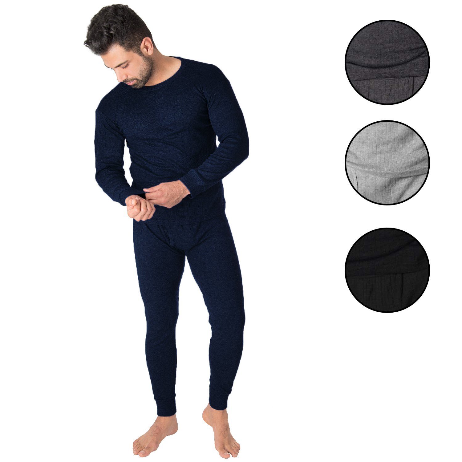 Black Snake Thermounterhemd Unterhose cushy Set Unterhemd (Set, Blau Thermounterwäsche + 1-St)