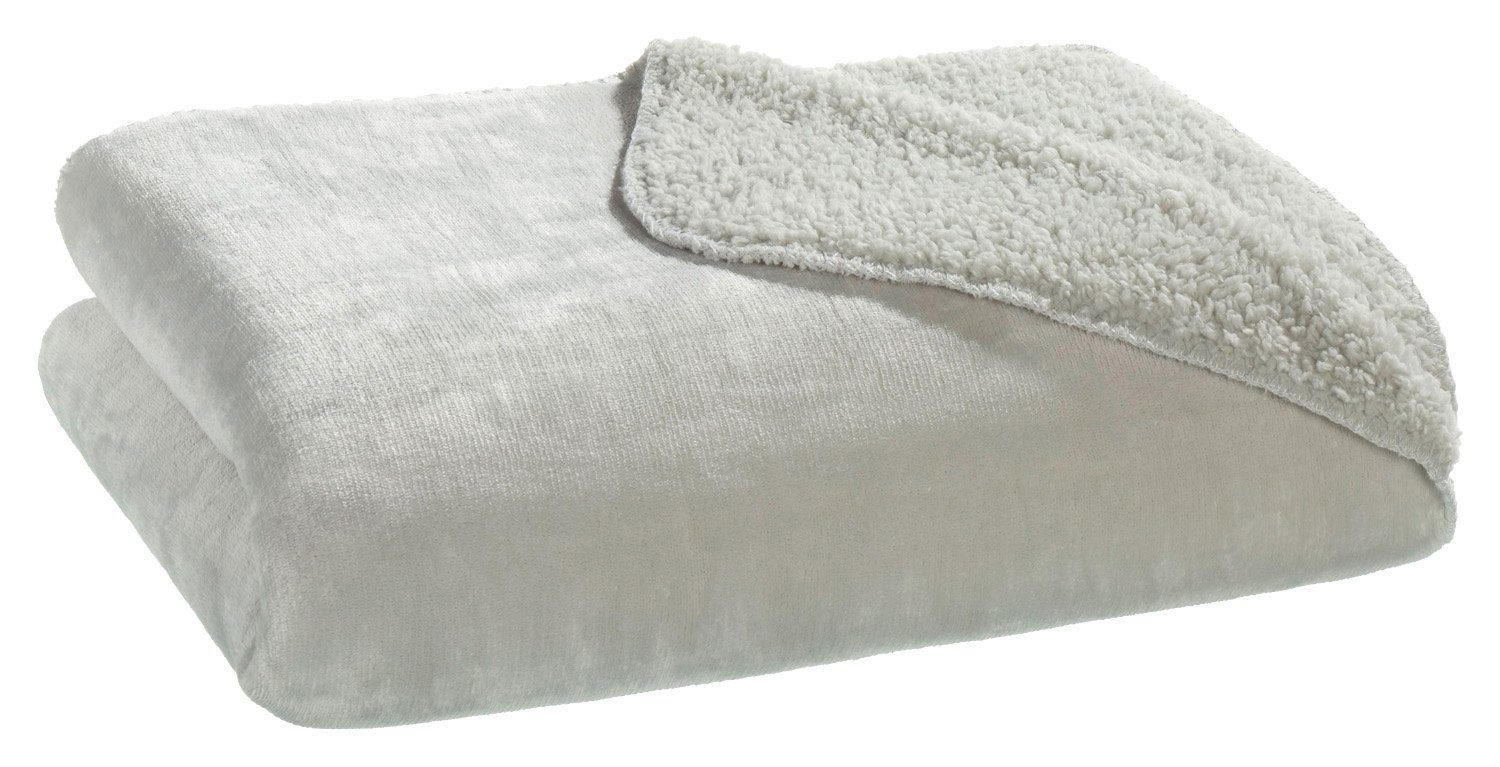 Wohndecke SEBASTIAN, Silbergrau, 150 x 200 cm, Polyester, casa NOVA, wendbar