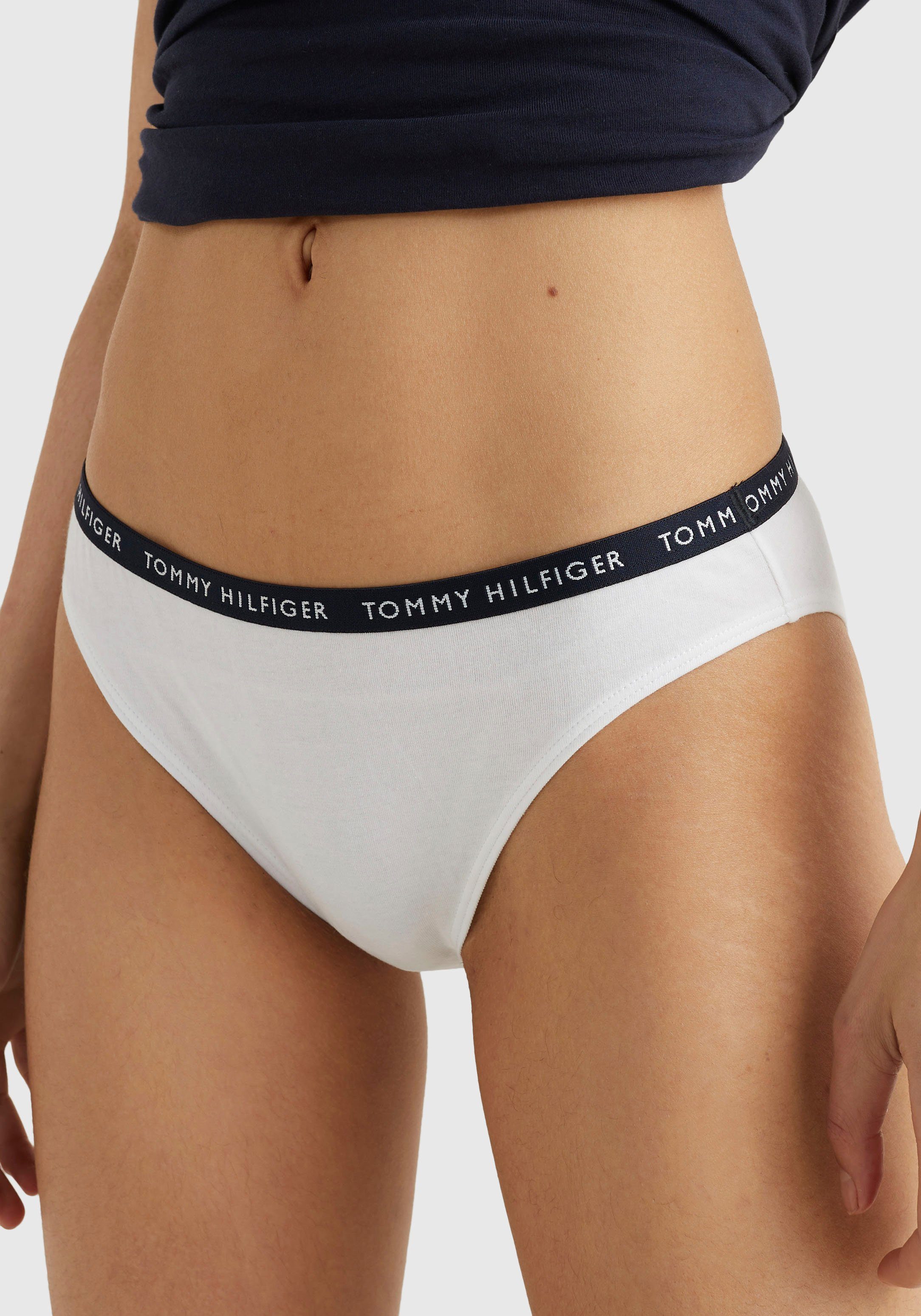 Underwear Tommy Bikinislip / white schmalem primary red mit Hilfiger desert (3-St) sky / Logobündchen