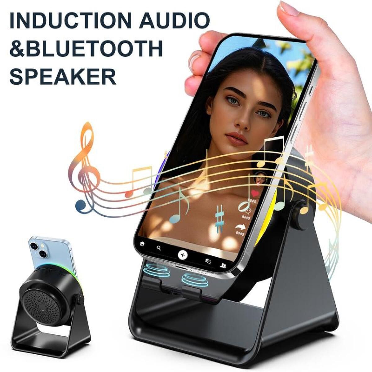 FELIXLEO 4in1 Bluetooth-Lautsprecher mit kabelloser Induktionsfunktion Lautsprecher