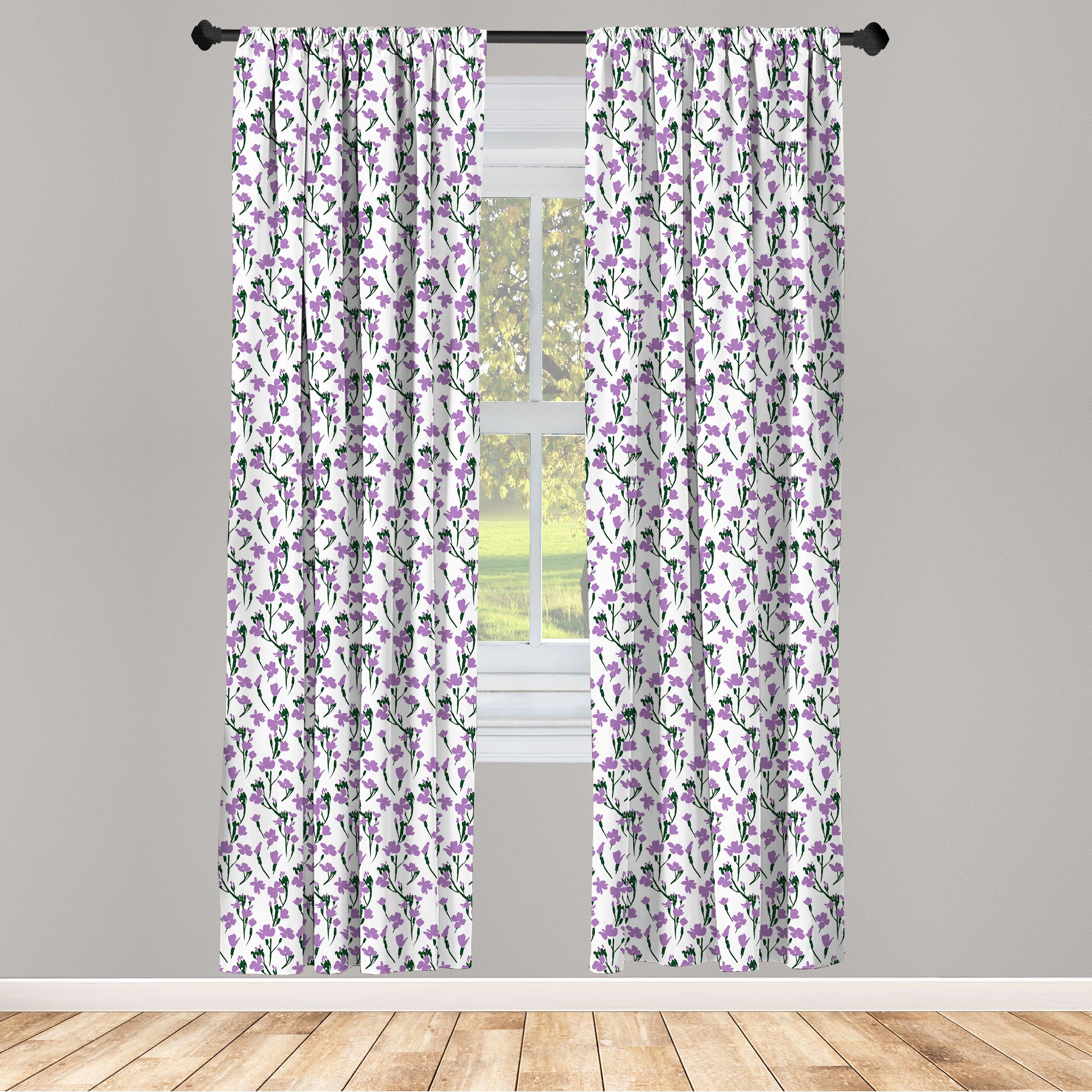 Gardine Vorhang für Wohnzimmer Schlafzimmer Dekor, Abakuhaus, Microfaser, Garten Wildblumen Rural Muster