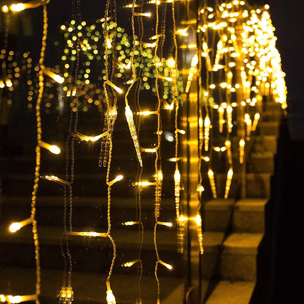 Fenster, Anschließbar, Weiß 3.5M Party Geländer Außen Sunicol LED-Lichterkette für Wasserdicht, Modi, Warmes Garten Eisregen Innen Beleuchtung, Weihnachtsdek, Vorbau, 8