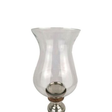 Florissima Windlicht XL Windlicht Glas mit Holzfuß 50cm