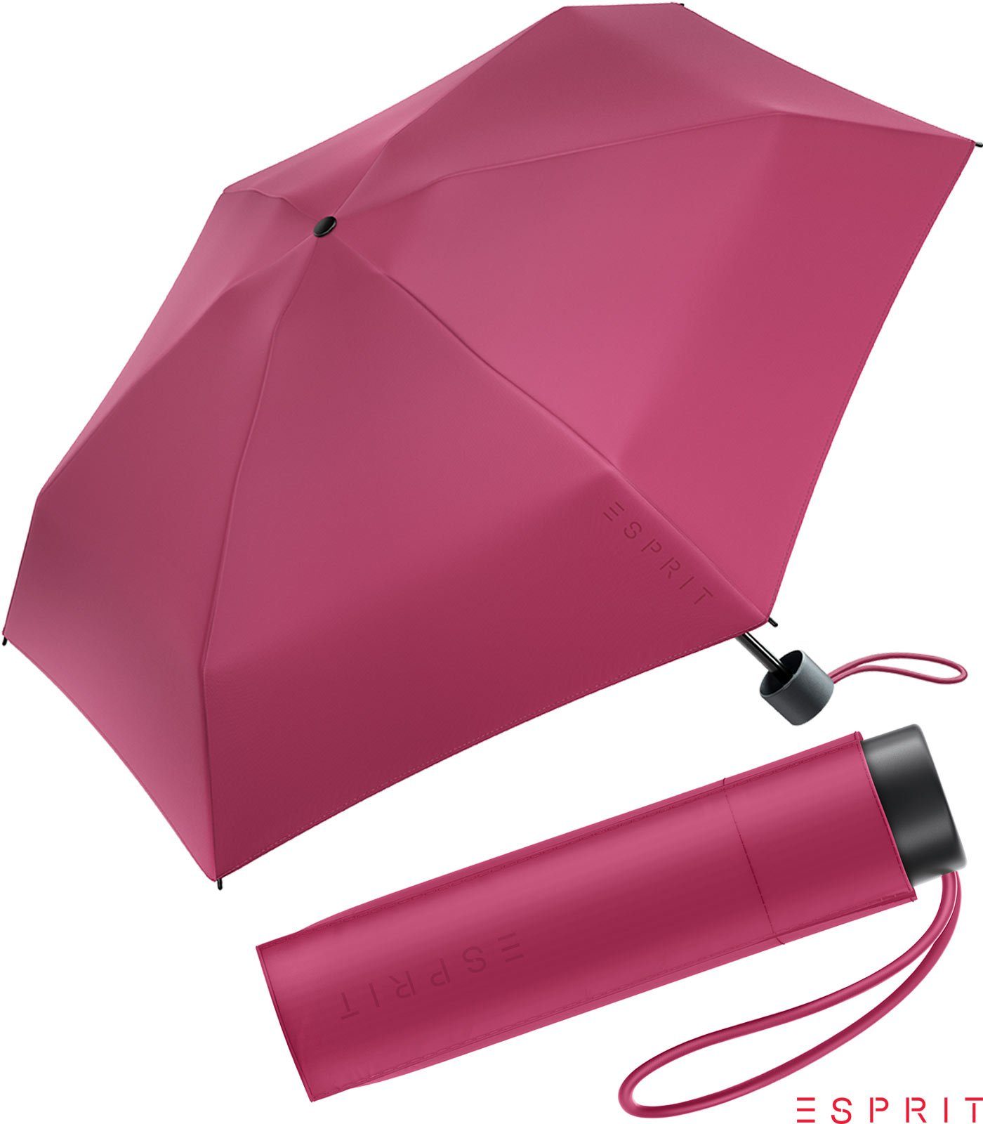 Esprit Taschenregenschirm Super Mini Damen Petito HW 2022 - vivacious pink, winzig klein, in den neuen Trendfarben