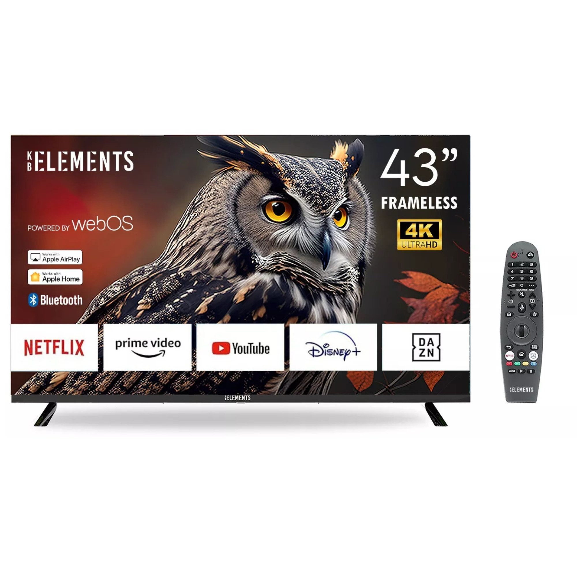 KB Elements ELT43WB6DE LED-Fernseher (109,00 cm/43 Zoll, 4K Ultra HD, Smart-TV, 4K, webOS, Frameless, Apple Airplay, Apple Home)
