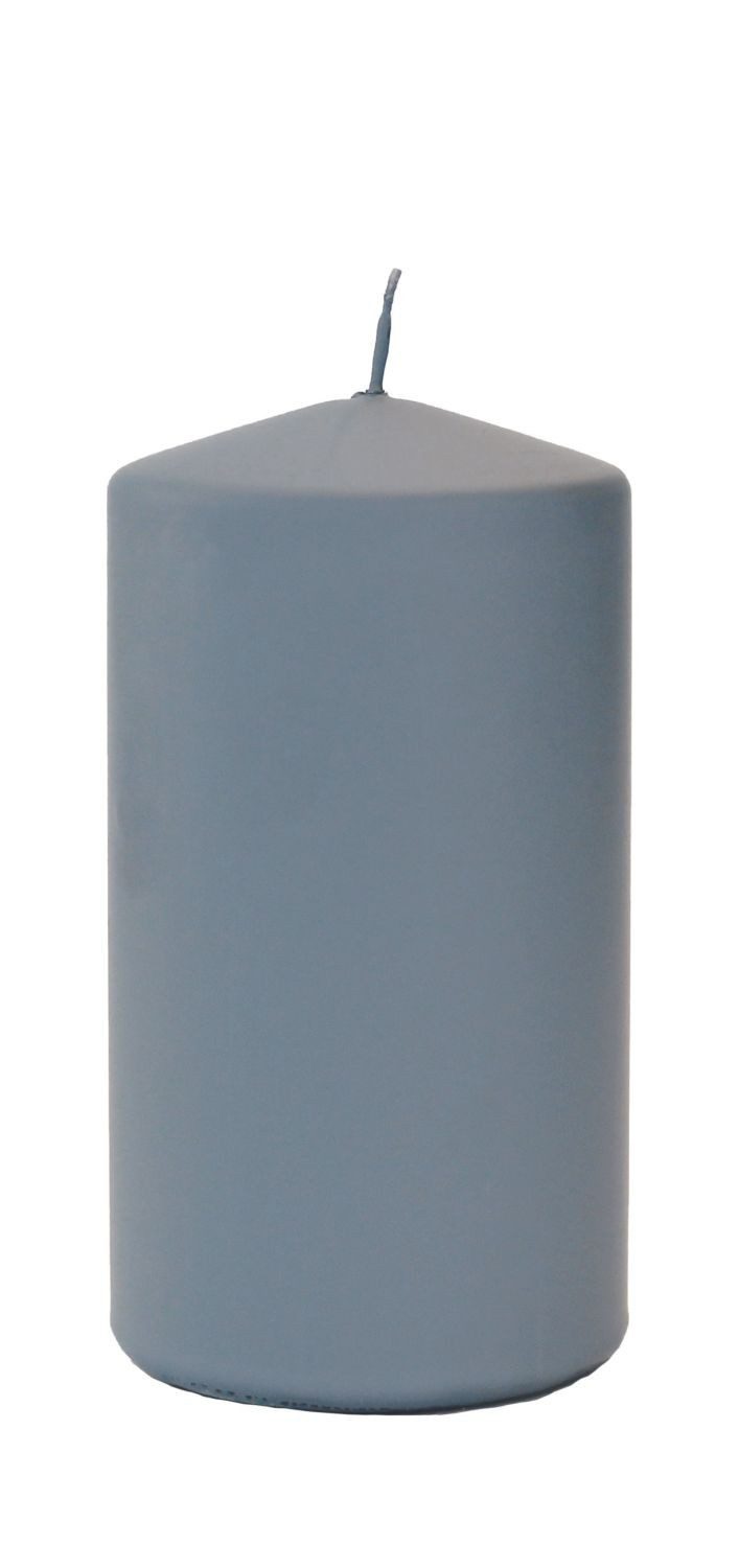 INNA-Glas Stumpenkerze LYCANTHIA, Frosted Pastel, grau, 13cm, Ø7cm, 52h