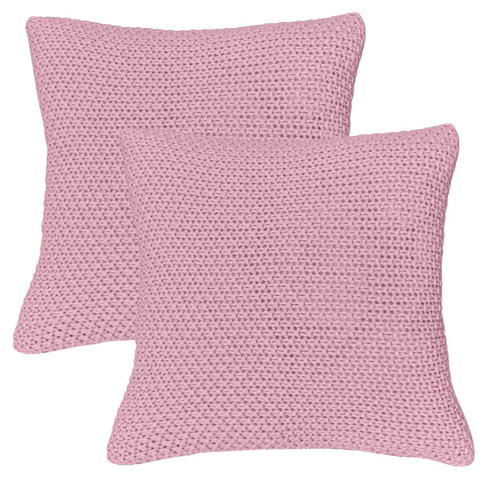 Kissenhülle Strick mit Reißverschluss, 45x45 cm, wometo (2 Stück) rosa