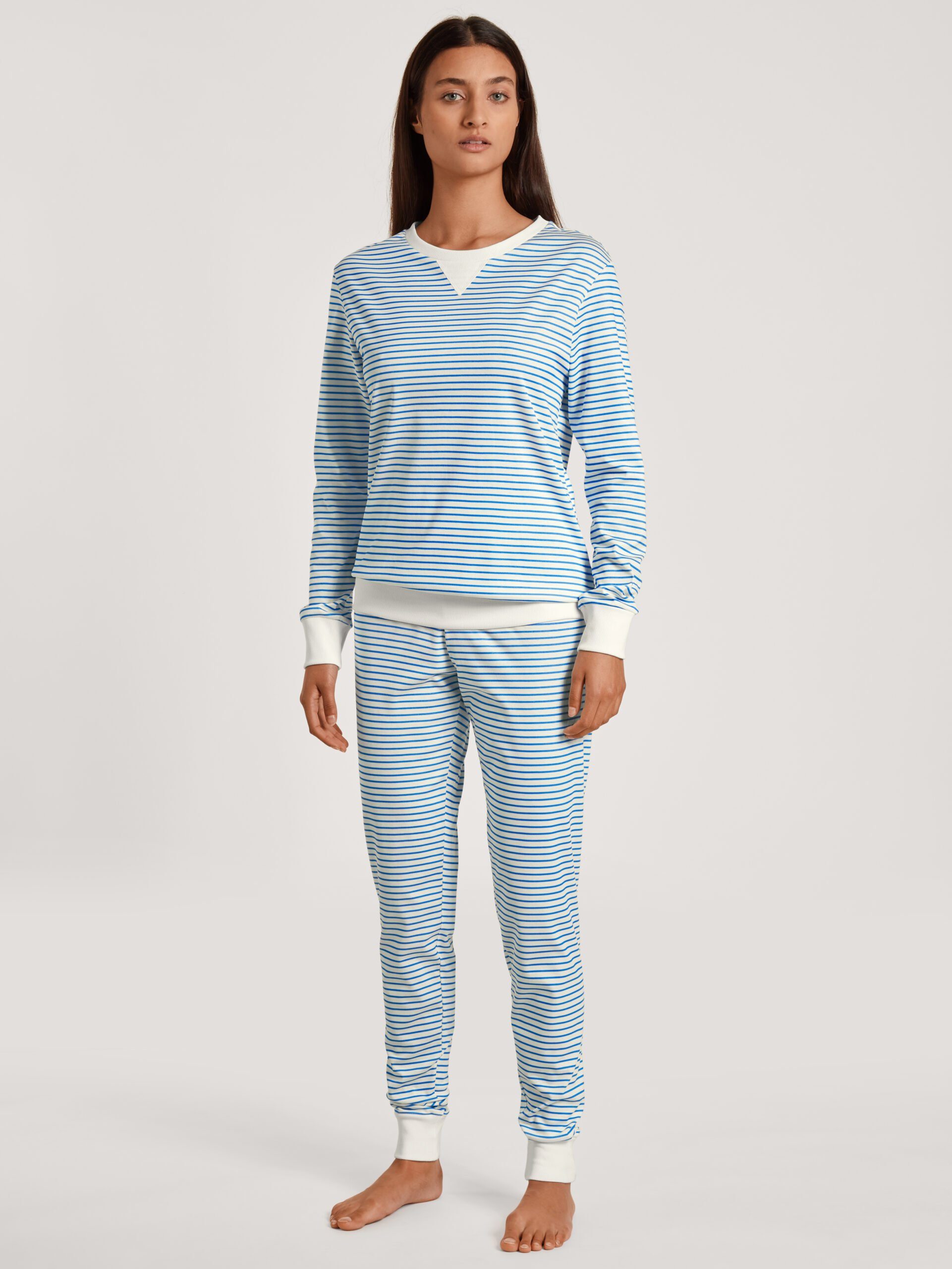 Damen azurit Bündchenpyjama 42454 1 CALIDA tlg., 1 Stück, (1 Calida Pyjama Stück) blue