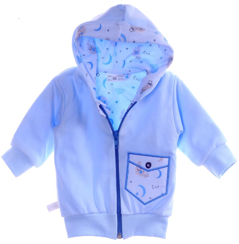 La Bortini Sweatjacke Baby Jacke leichtes Jäckchen in Blau mit Wolken aus reiner Baumwolle, 44 50 56 62 68 74 80 86 92 98