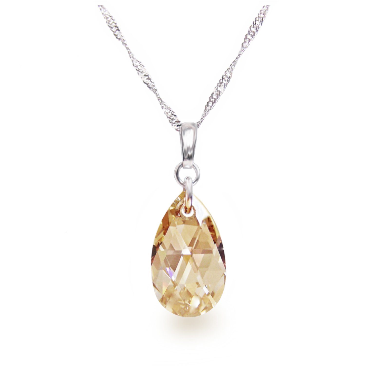 Schöner-SD Kette mit Anhänger Tropfen Kristall 22mm Silberkette Halskette 9 günstig online kaufen