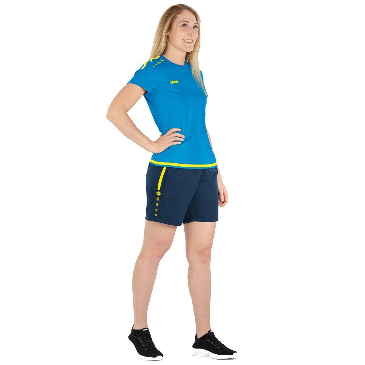 Jako Sporthose Short Competition 2.0 mit Reißverschluss kurz dunkelblau/neongelb
