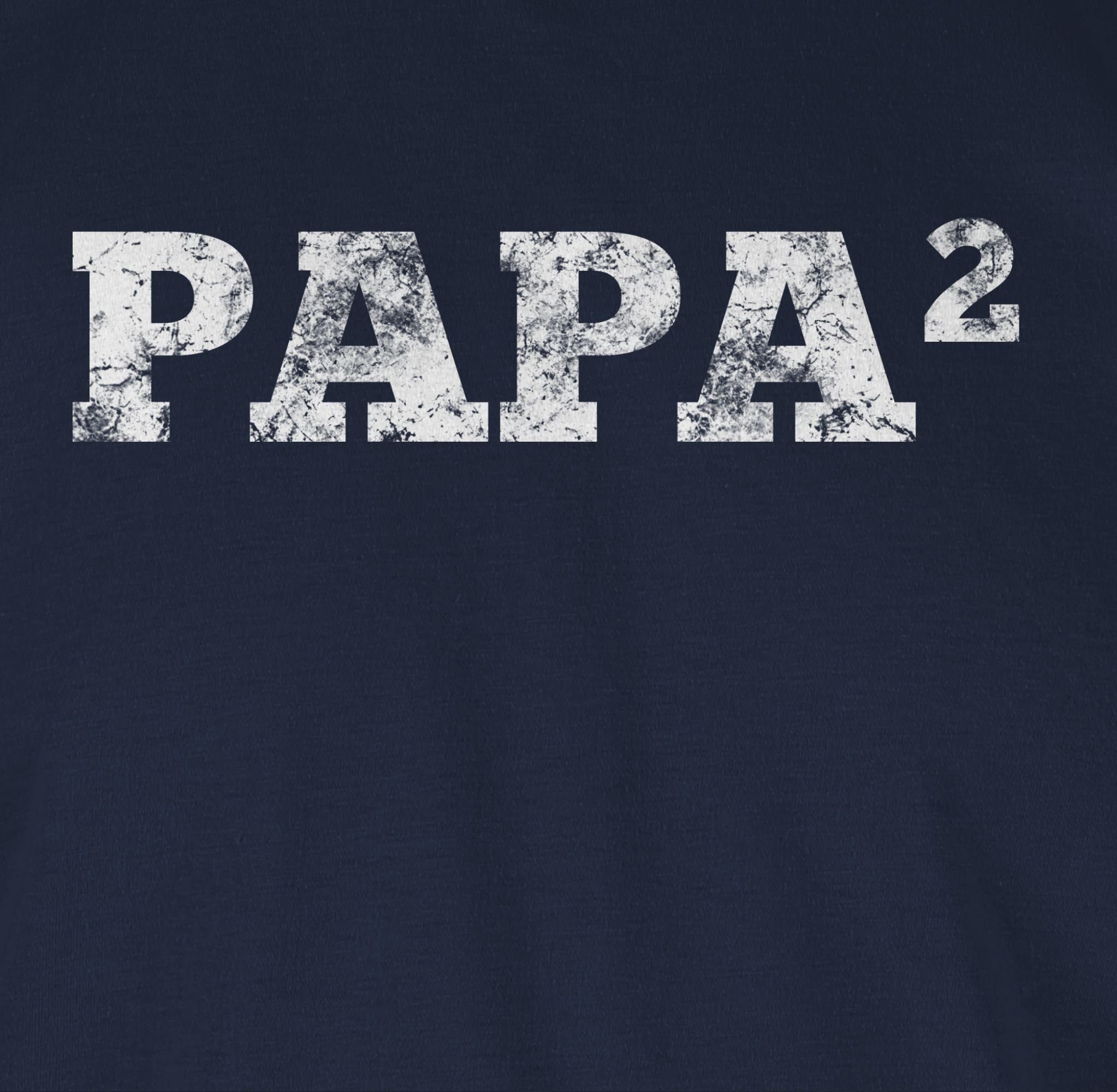 Shirtracer T-Shirt 2-Fach Papa für Geschenk Blau Vatertag 2 Navy Papa