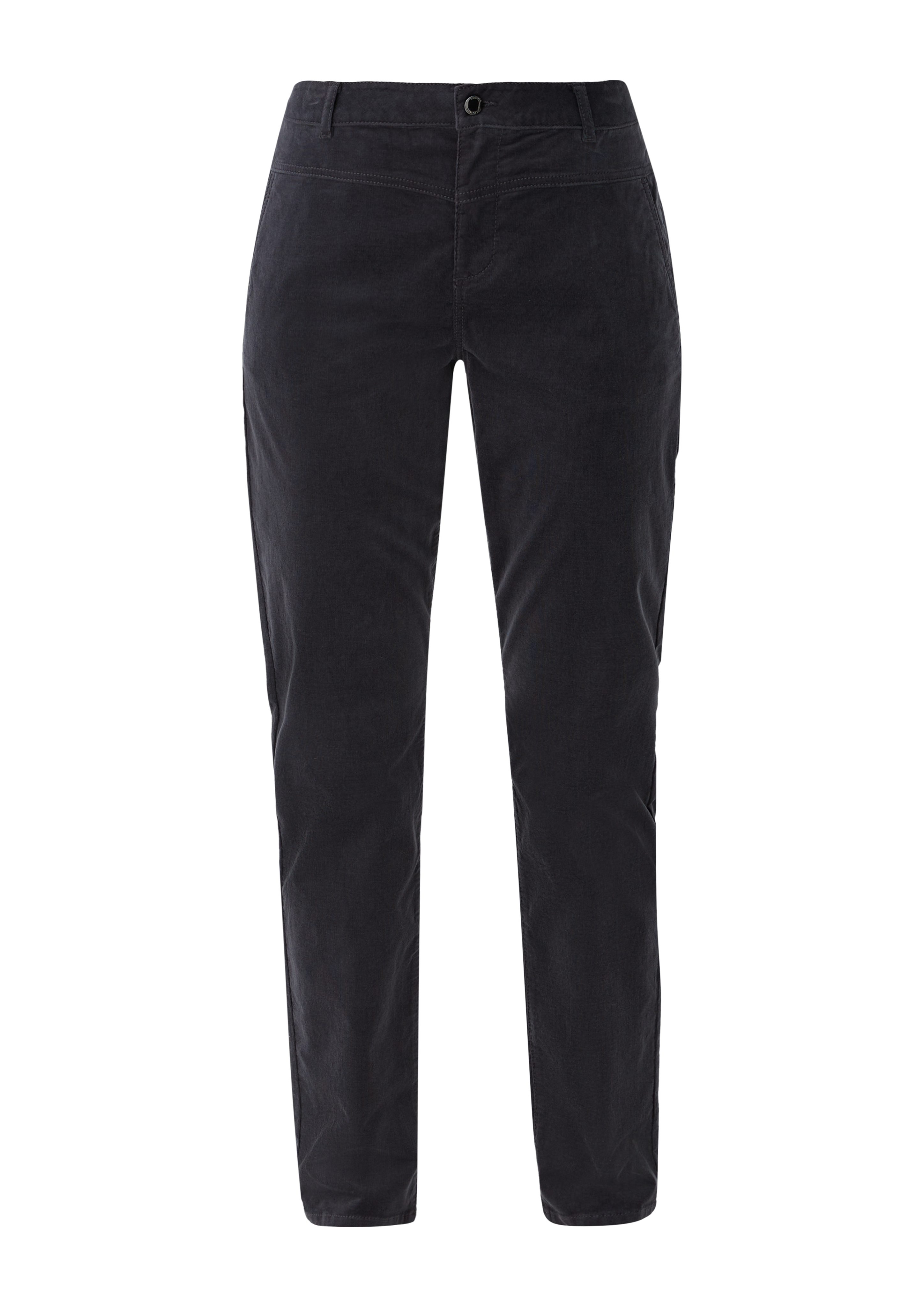 s.Oliver Stoffhose Chino dunkelgrau Feincord Slim: aus