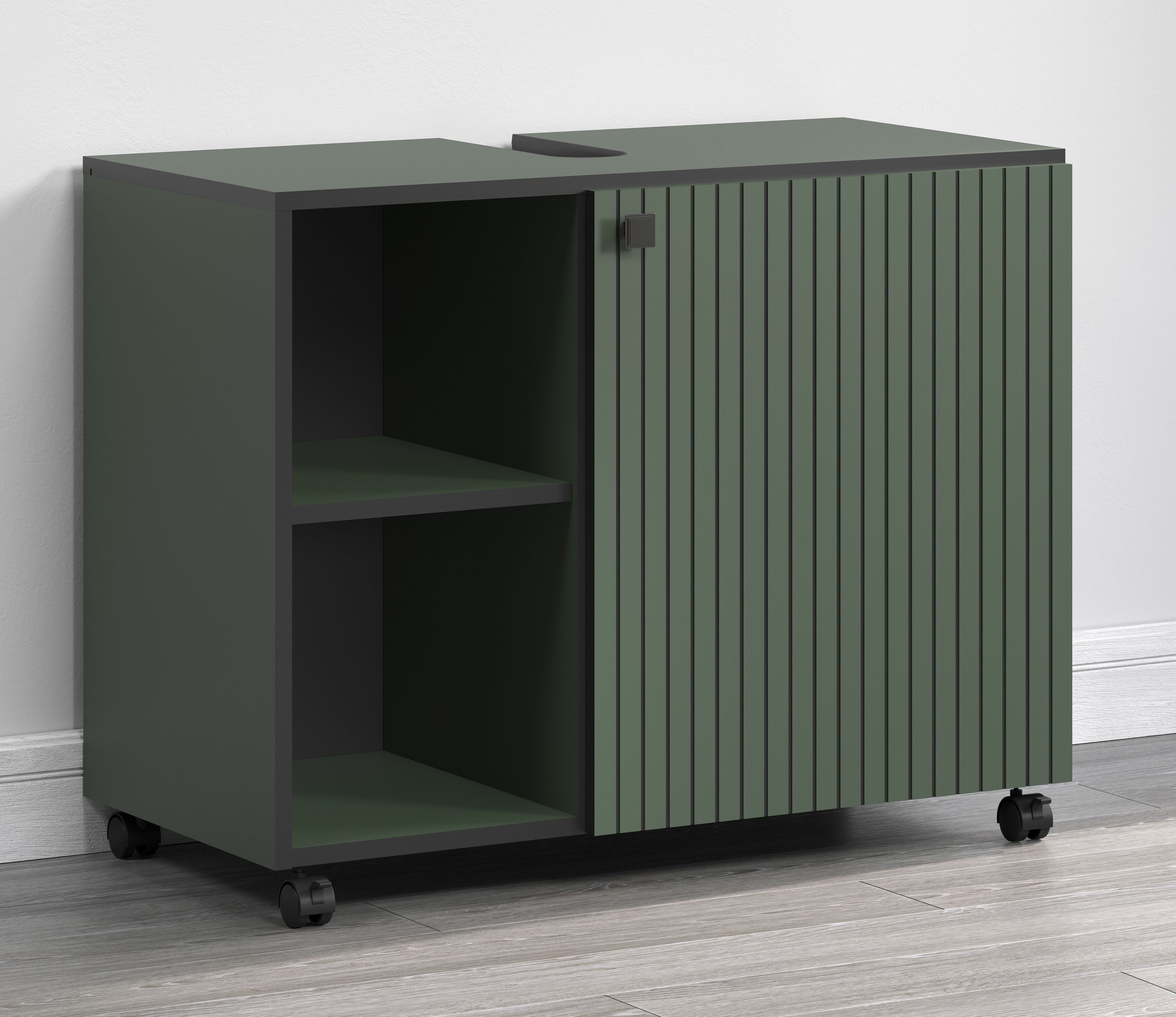 trendteam Waschbeckenunterschrank (Waschbeckenunterschrank) Unterschrank Badschrank 80 x 64 x 42 cm