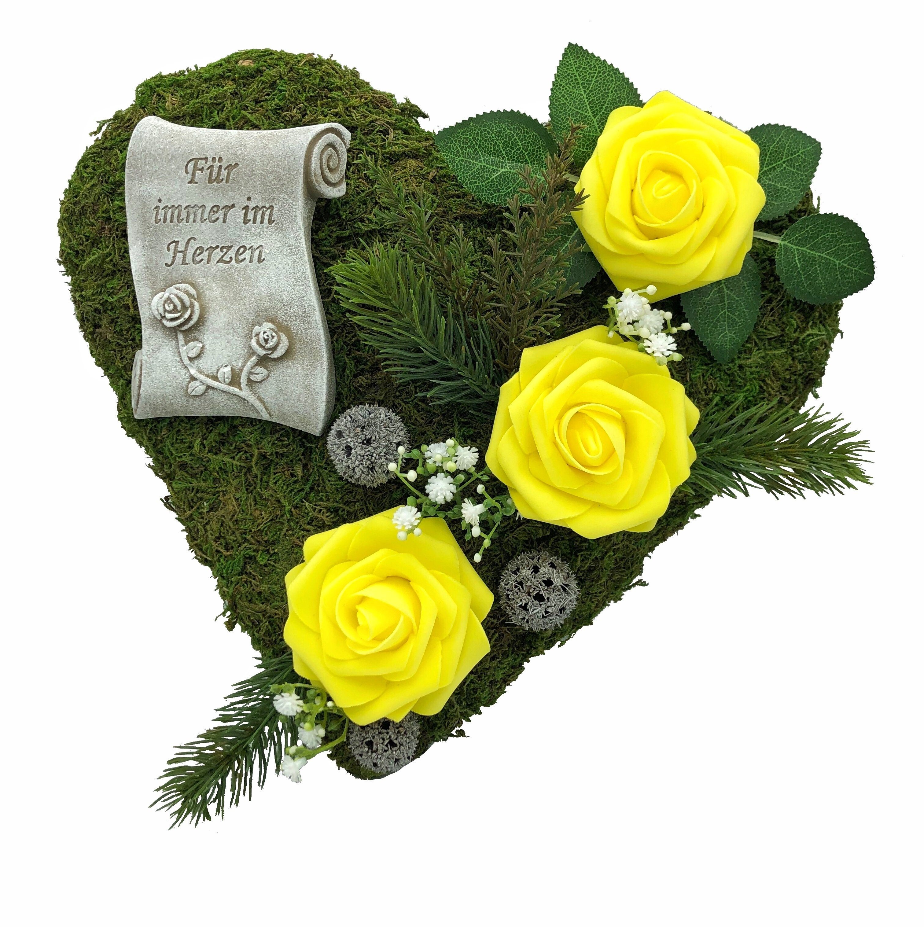 Gartenfigur Grabgesteck Grabschmuck Moosherz Grabherz Trauerherz günstig online kaufen