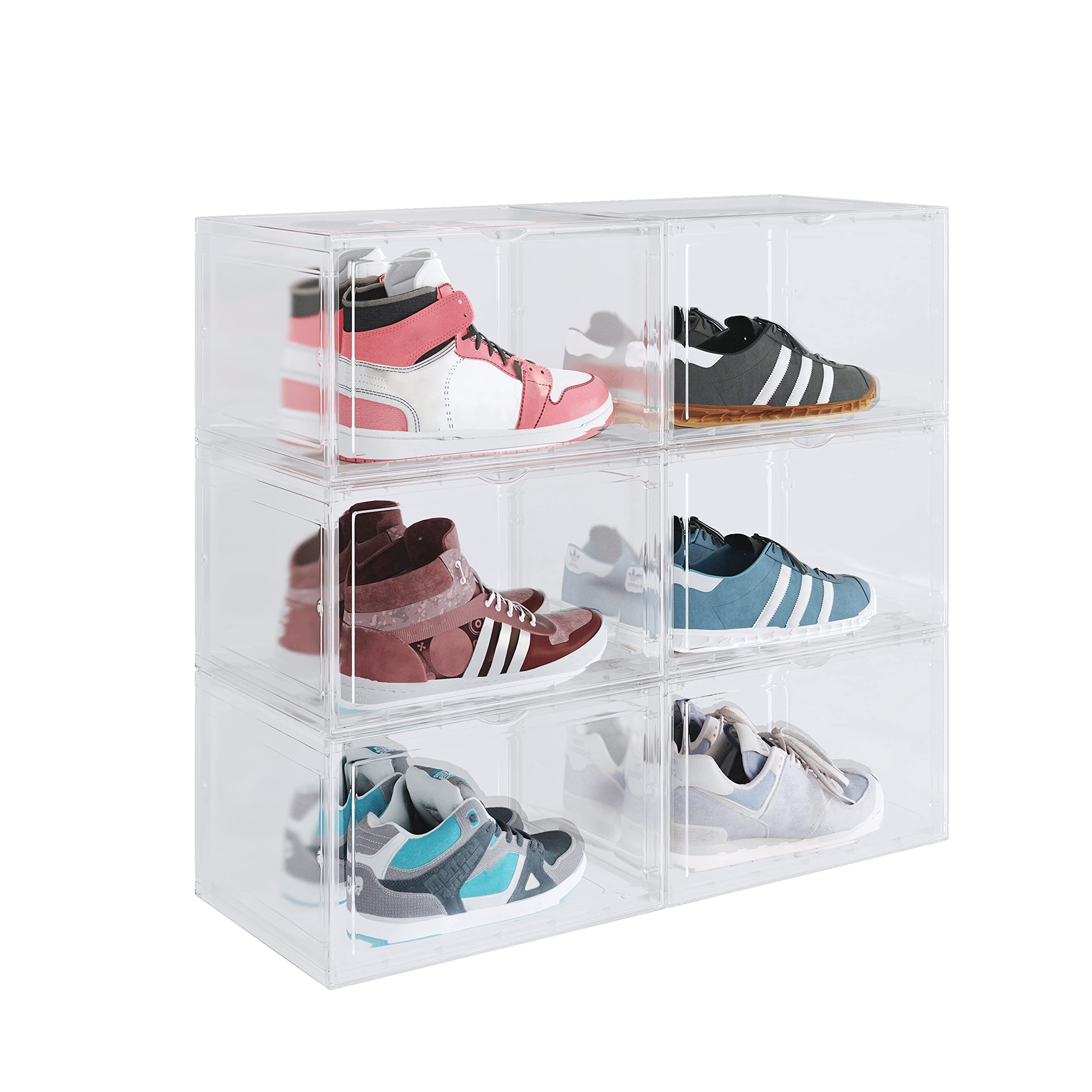 Homfa Schuhbox (1 St., 6er Set), Schuhaufbewahrung, Schuhkarton, stapelbar,  Kunststoff, 44x72x28 cm