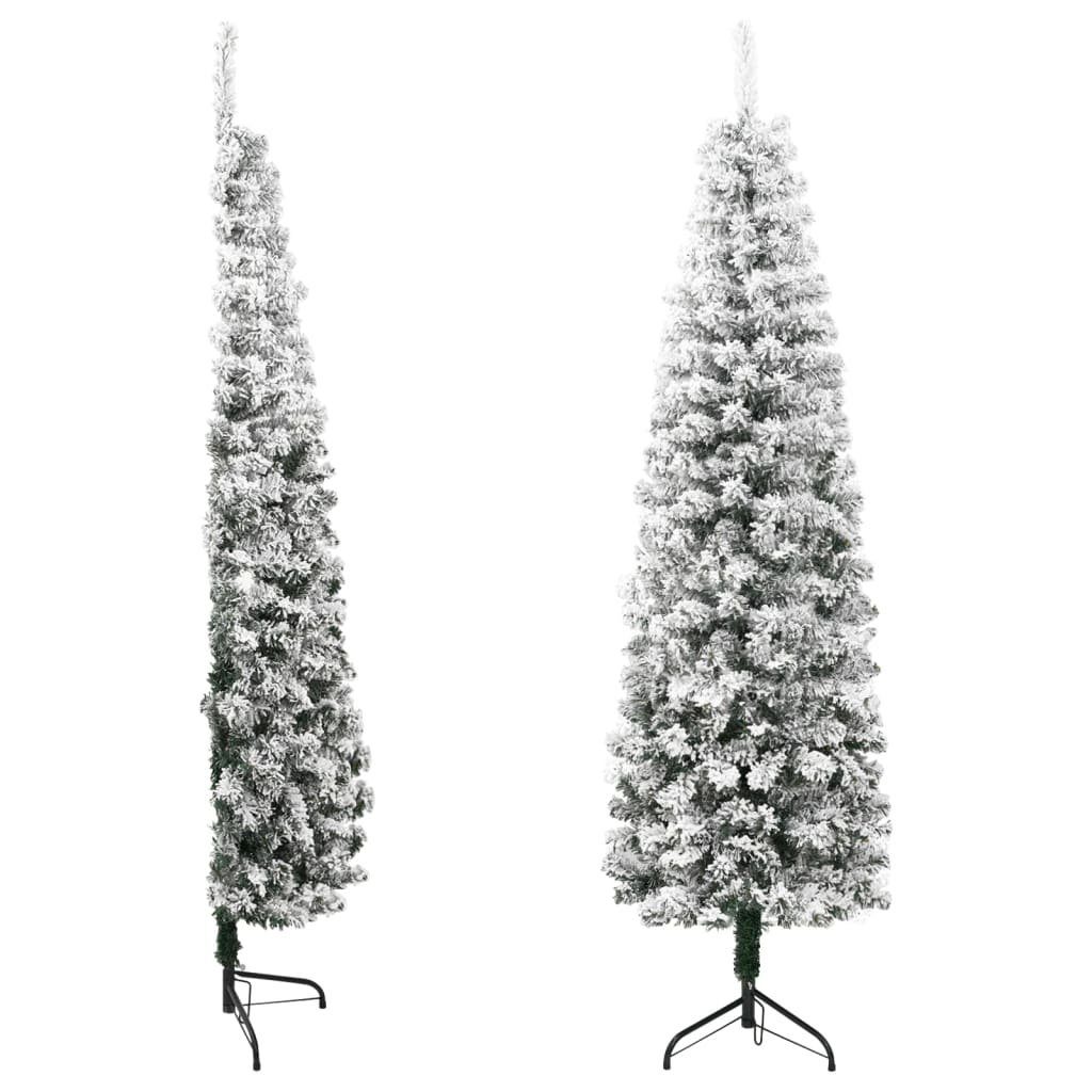 furnicato Künstlicher Weihnachtsbaum Künstlicher Halb-Weihnachtsbaum mit Schnee Schlank 240 cm | Künstliche Weihnachtsbäume
