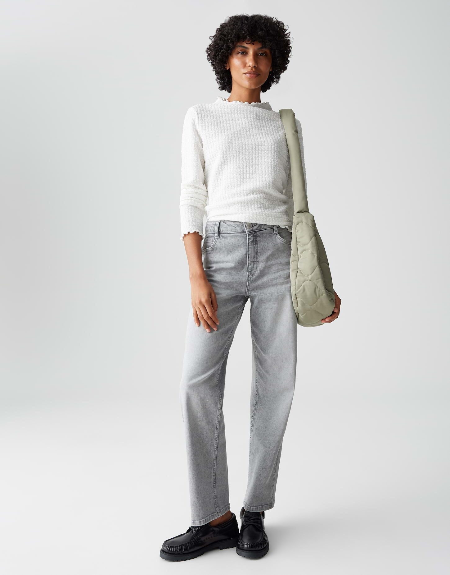 OPUS Longsleeve SIRKEN Slim strukturiert mit Kurbelkanten schmale Passform, weicher Griff, elastischer Stoff