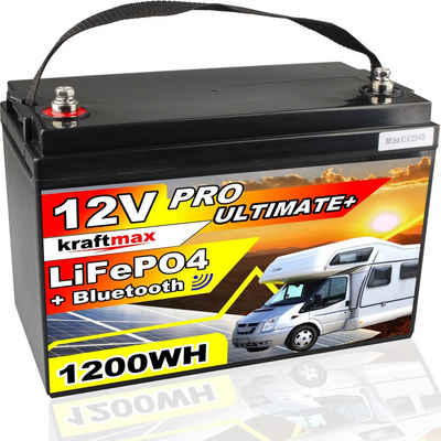 kraftmax 12V / 100AH LiFePO4 Akku Batterie ersetzt 12 V / 100 AH Bleiakku Akku (1 St)