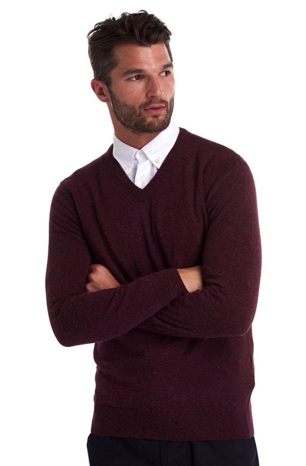Barbour Outdoorhemd BARBOUR Essential Lambswool V Ausschnitt Merlot