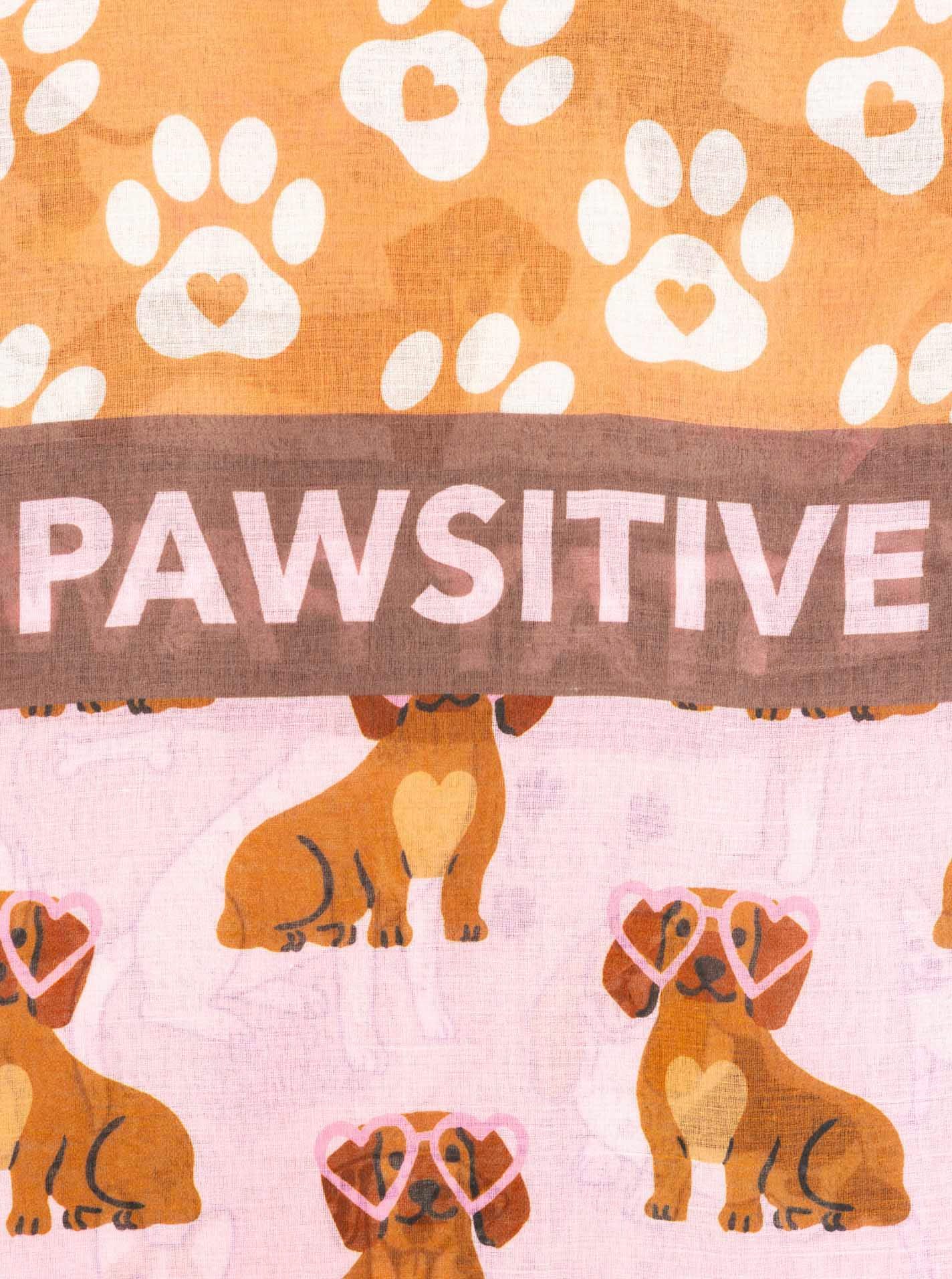 Zwillingsherz Schal "Pawsitive", Hundemuster, farbenfroh, transparent