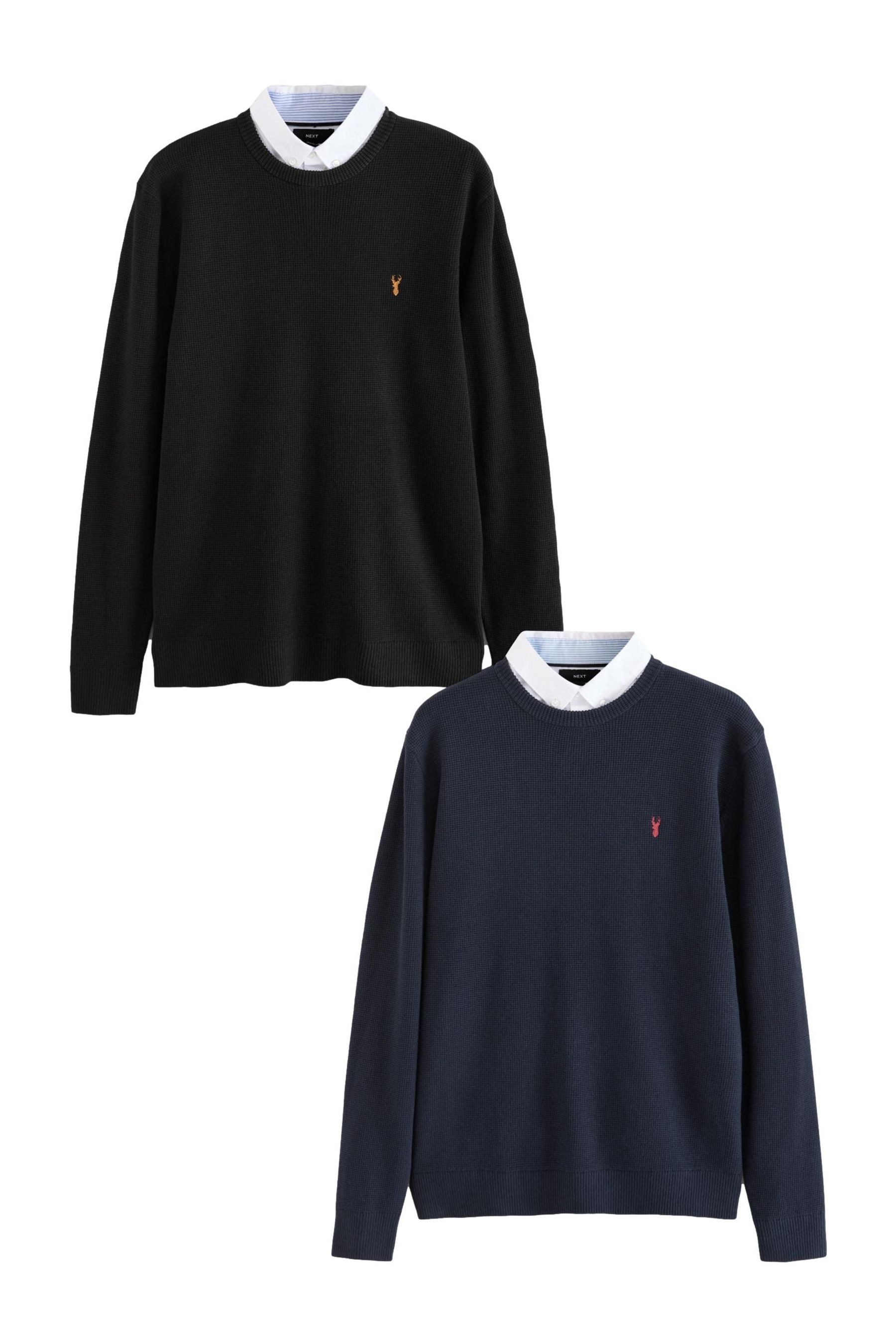 2-in-1-Pullover Pullover im Lagenlook mit Hemdeinsatz, 2er-Pack