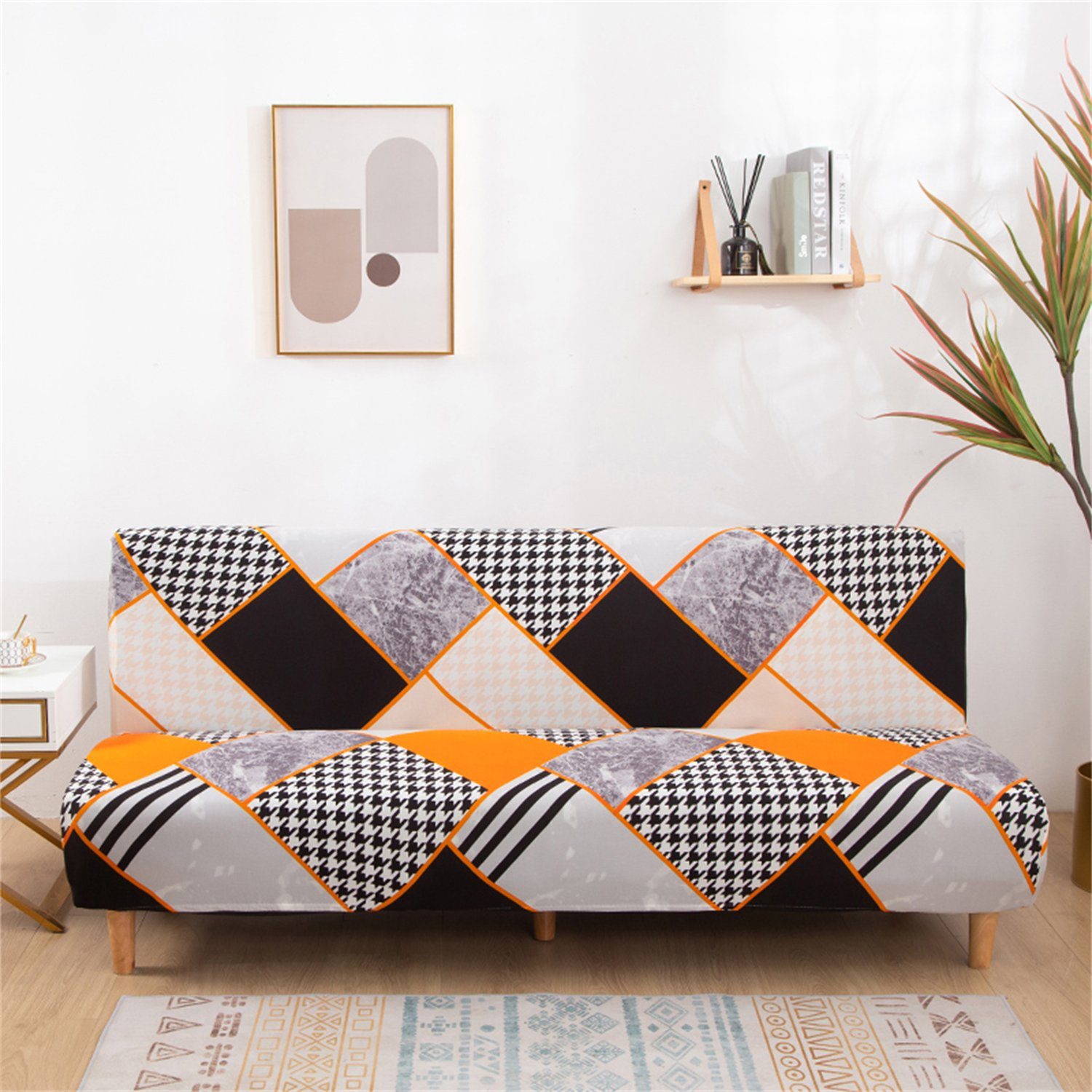 Sofahusse, HOMEIDEAS, Abdeckung Orange Ärmellos Möbelschutz Sofa-Schonbezug