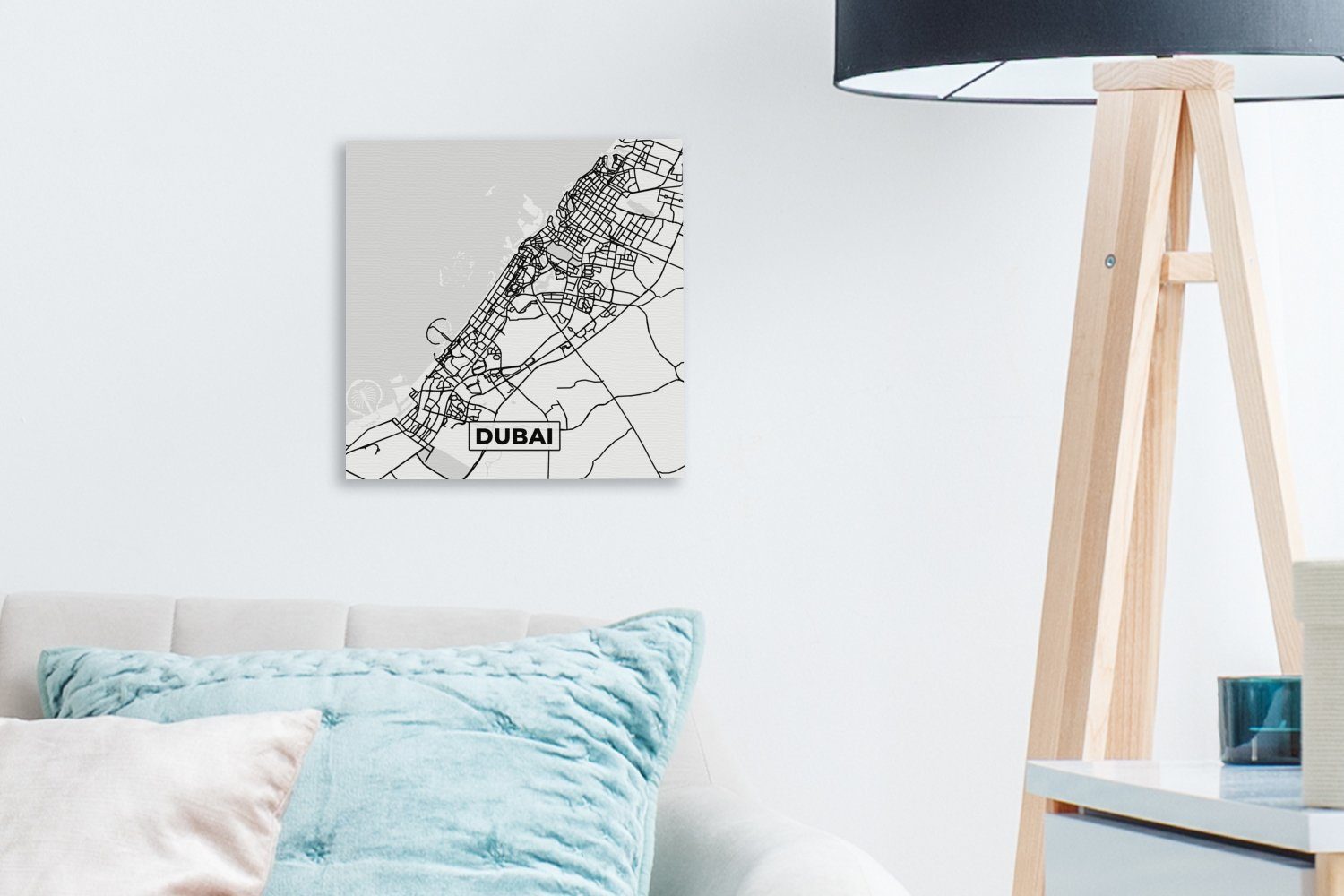 Dubai Bilder Schwarz - Stadtplan St), OneMillionCanvasses® für - Leinwand Schlafzimmer - weiß Wohnzimmer (1 Karte, und - Karte Leinwandbild