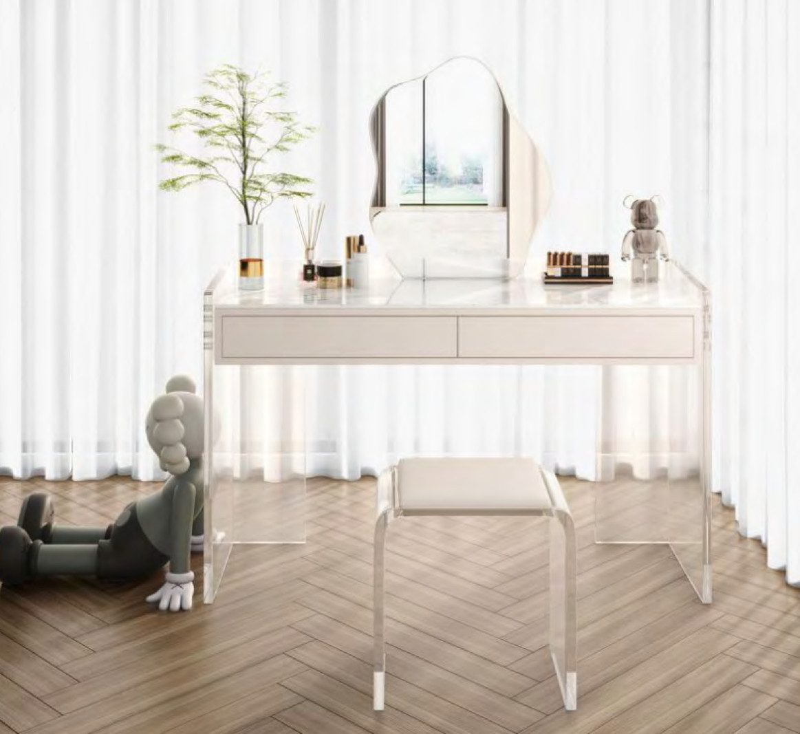 Xlmoebel Schminktisch Eleganter weißer Schminktisch aus Holz mit geräumigen Schubladen (1-St., Schminktisch), Hergestellt in Europa