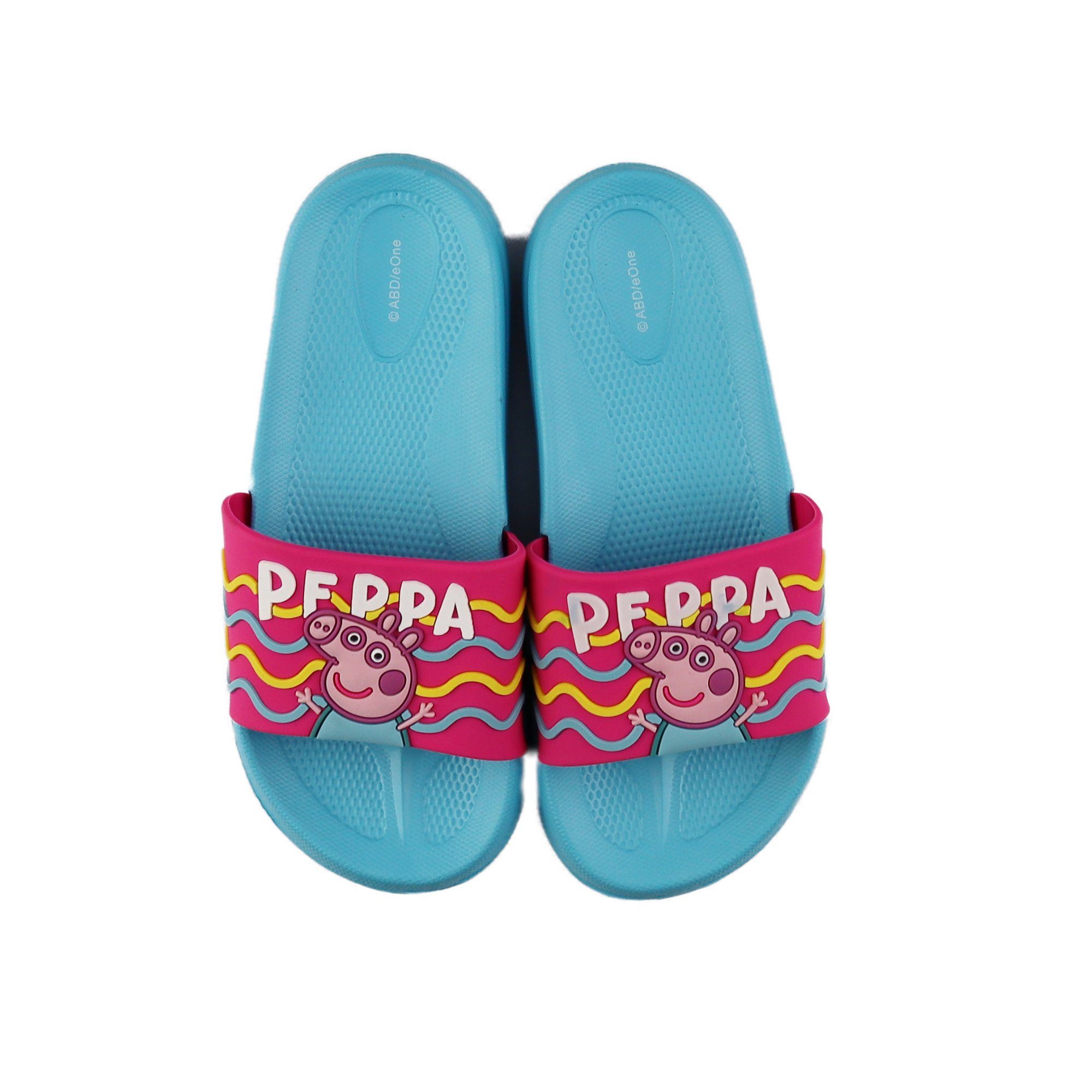 Mädchen Kinder bis 25 Pig Gr. Sandale 3D Peppa Wutz Optik 32, Peppa - Hellblau Sandalen