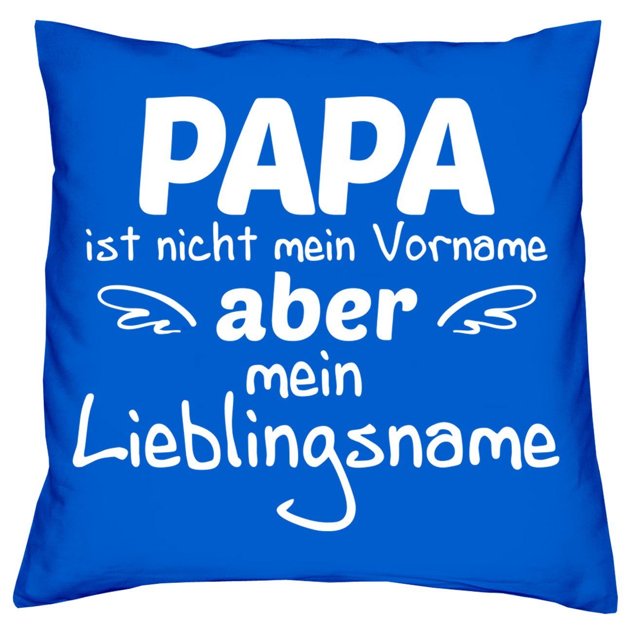 Soreso® Papa royal-blau und Männer Papa Socken Dekokissen Spruch, Lieblingsname mit Kissen Bier Vatertagsgeschenk