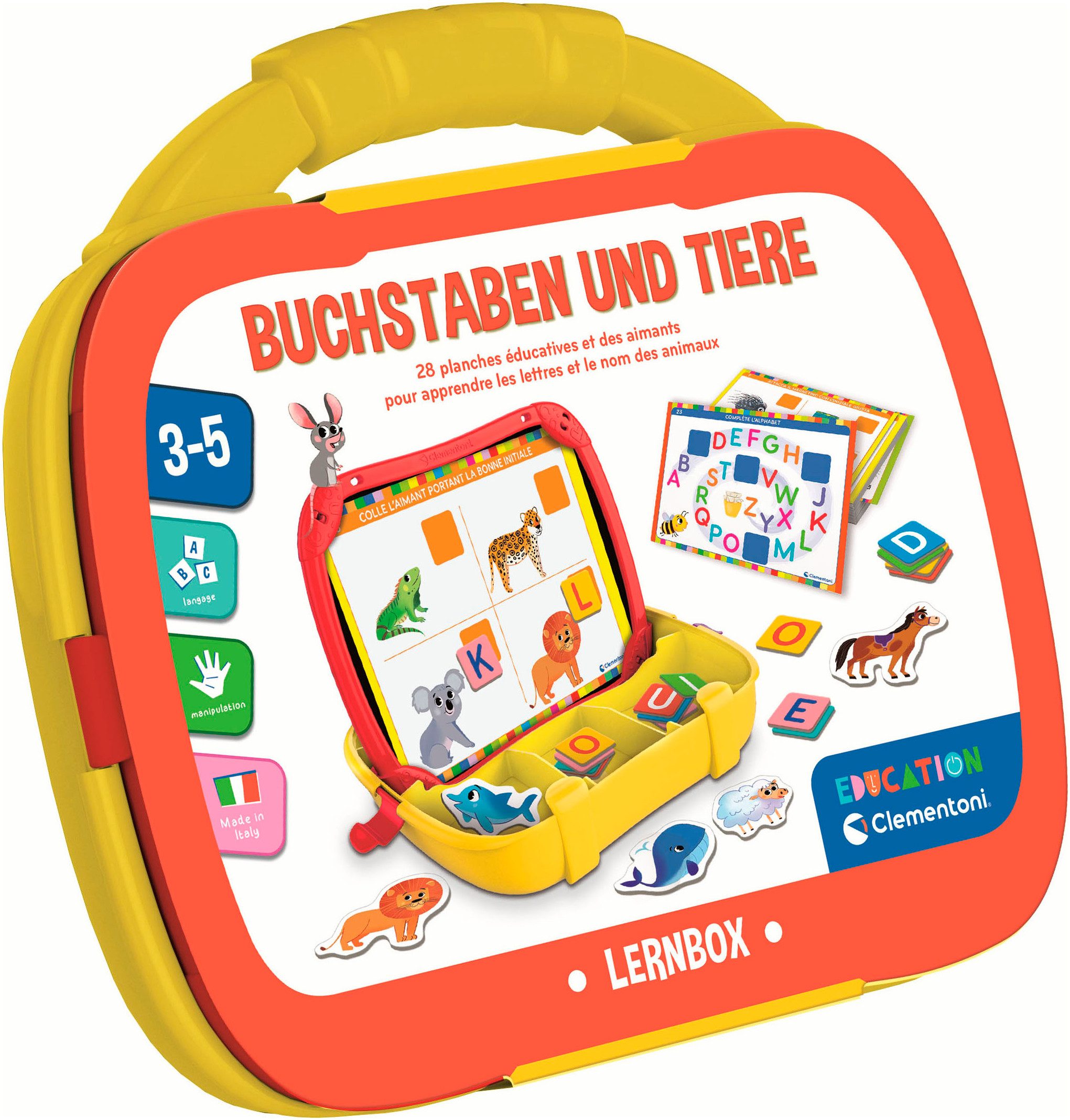 Clementoni® Lernspielzeug Lernbox - Buchstaben und Tiere, Made in Europe