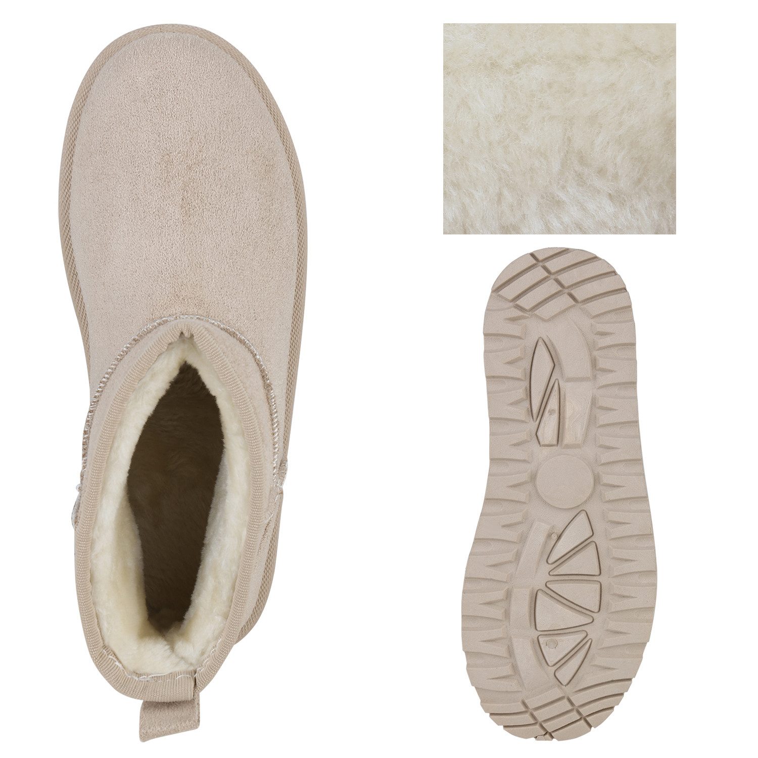 VAN HILL 840733 Plateaustiefelette Damen Warm Gefütterte Plateau Boots Bequeme Profi-Sohle