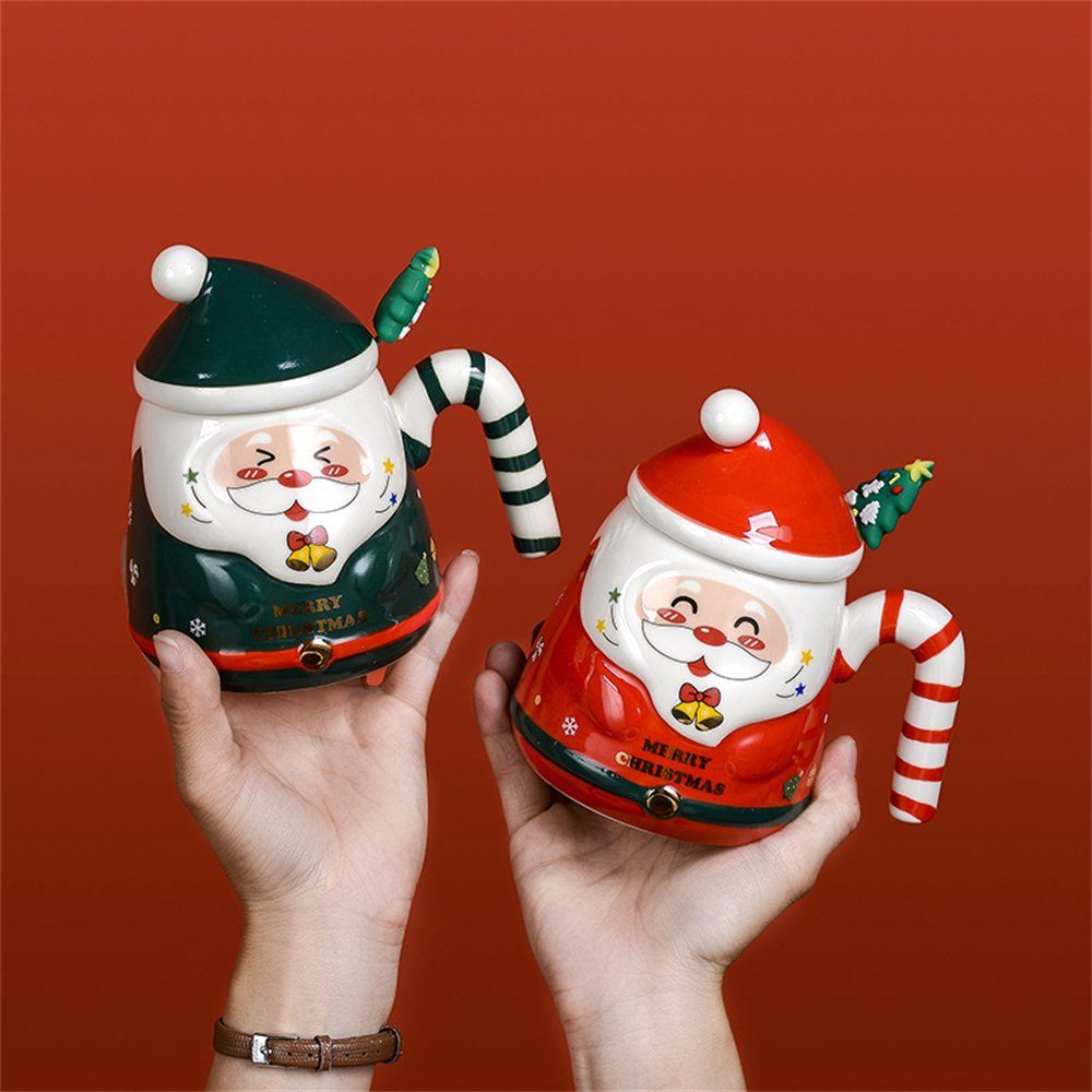 Rouemi Tasse Weihnachten Keramik Becher Geschenk Becher Malerei Grün Aquarell Becher