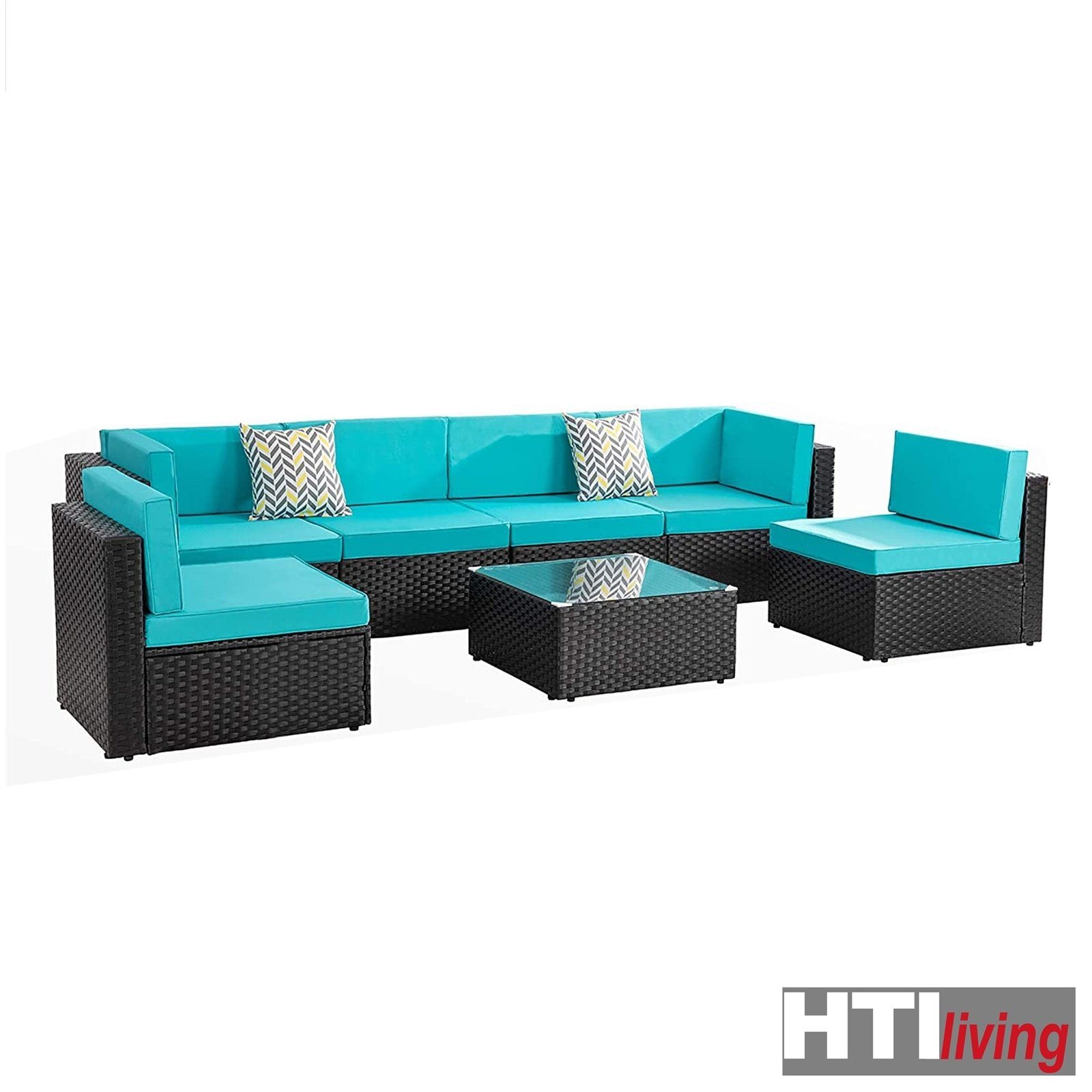 HTI-Living Family, Gartenlounge-Set 4-tlg), (Set, Kissen Terrassenmöbel Bettina Loungegarnitur Blau mit