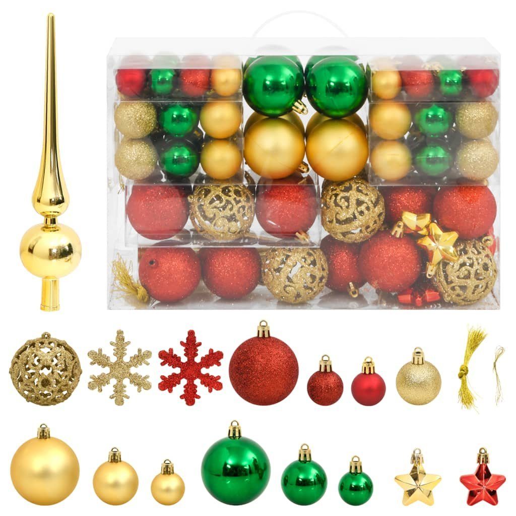 Grün 112-tlg. (111-tlg) Polystyrol Rot vidaXL Weihnachtskugel-Set Mehrfarbig Golden Christbaumschmuck