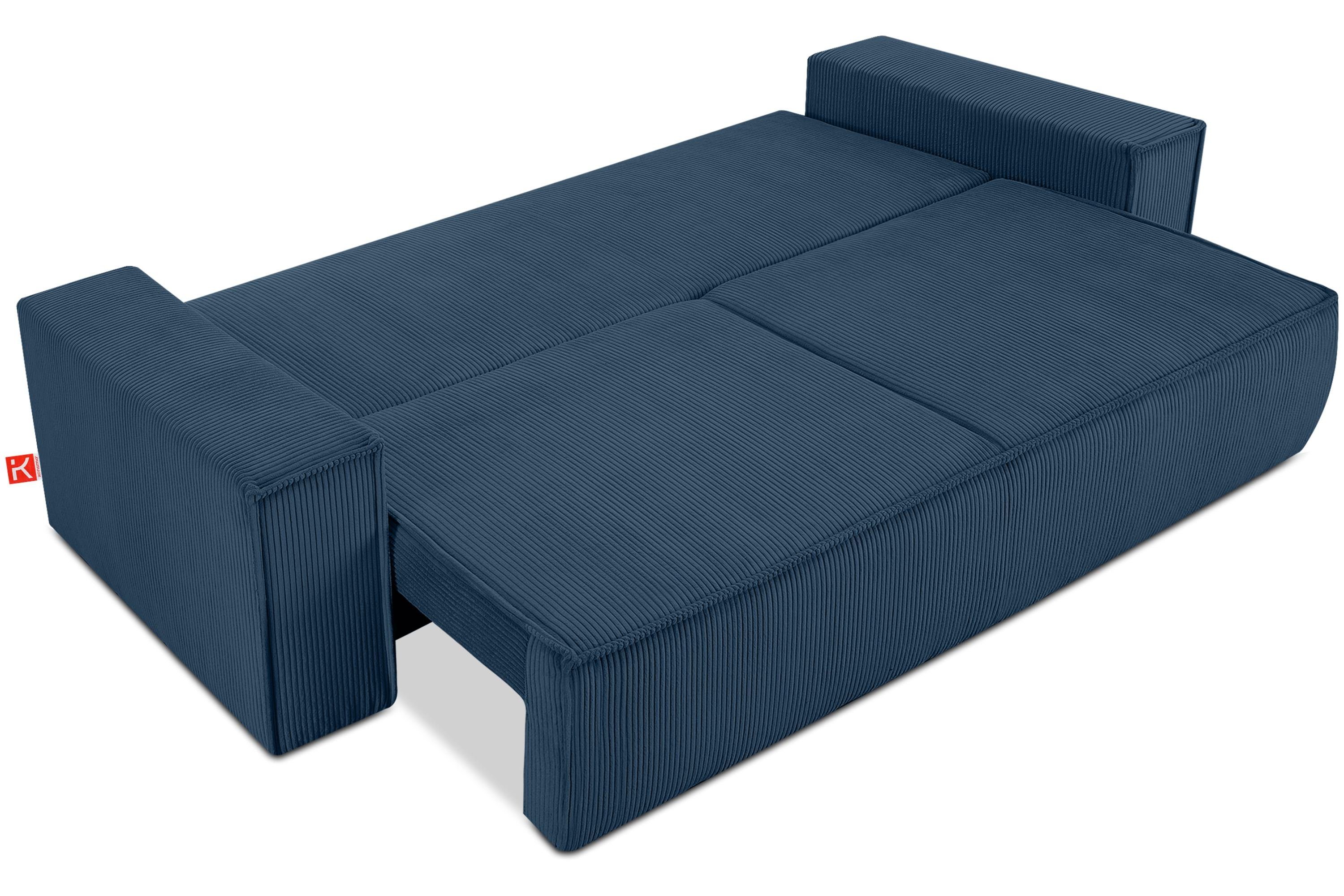 Konsimo 3-Sitzer NAPI, hergestellt in Pet Friendly dunkelblau der EU, Cord-Stoff mit in Schlaffunktion