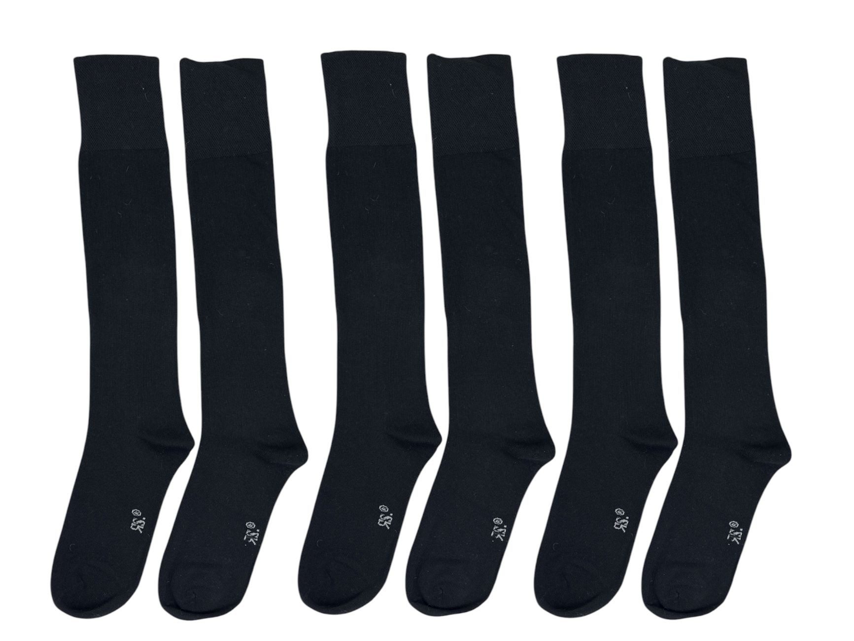 Kniestrümpfe Extra Wellness-Rand ohne Gummidruck schwarz 3-teilig