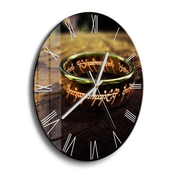 DEQORI Wanduhr 'Der eine Ring (HdR)' (Glas Glasuhr modern Wand Uhr Design Küchenuhr)