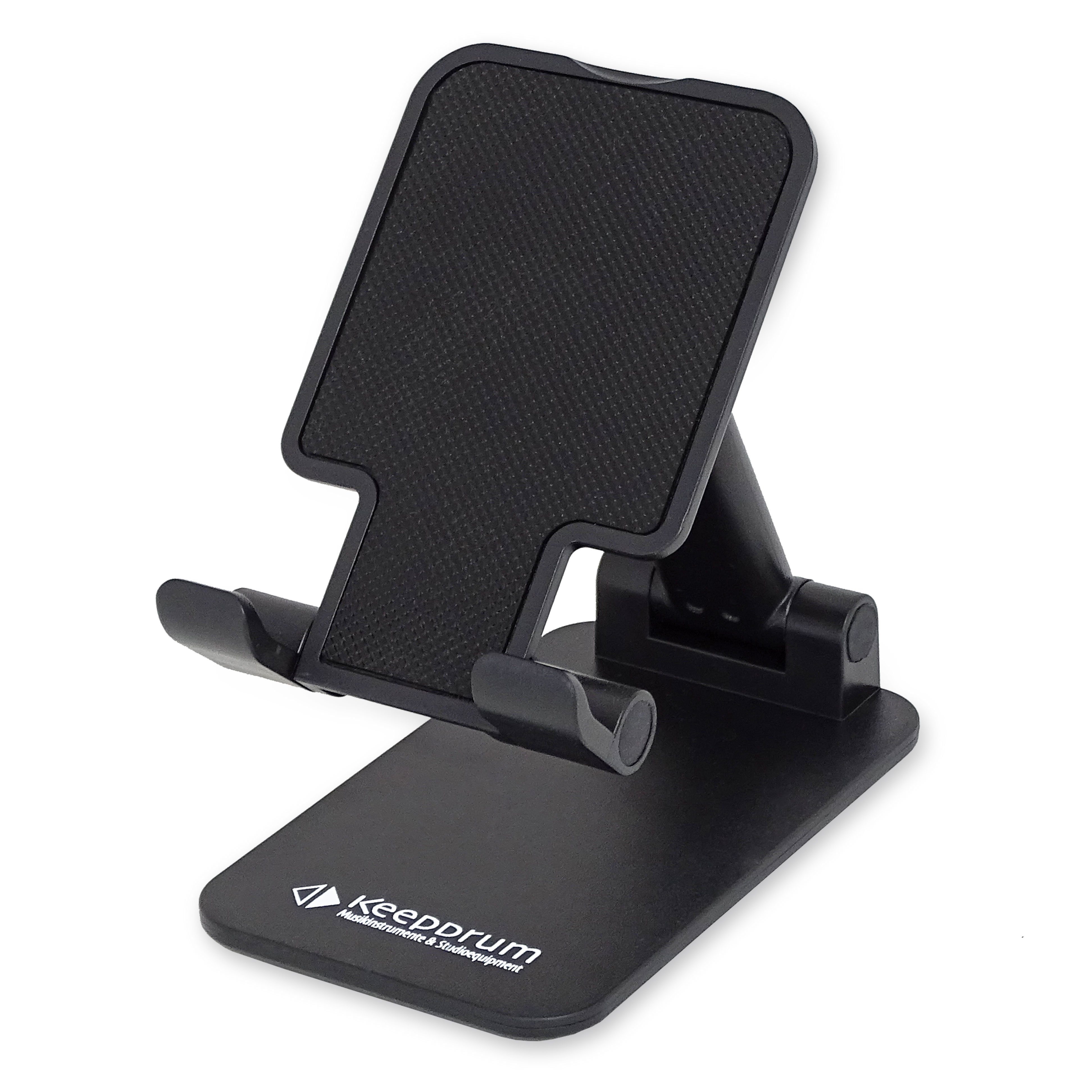 keepdrum Smartphone-Halterung keepdrum DPHS Smartphone Desktop Ständer Schwarz, (bis 5,5 Zoll, Variabler Smartphone-Halter Tisch-Ständer, Rutschfeste Ablagefläche mit variablem Neigungs-Winkel)