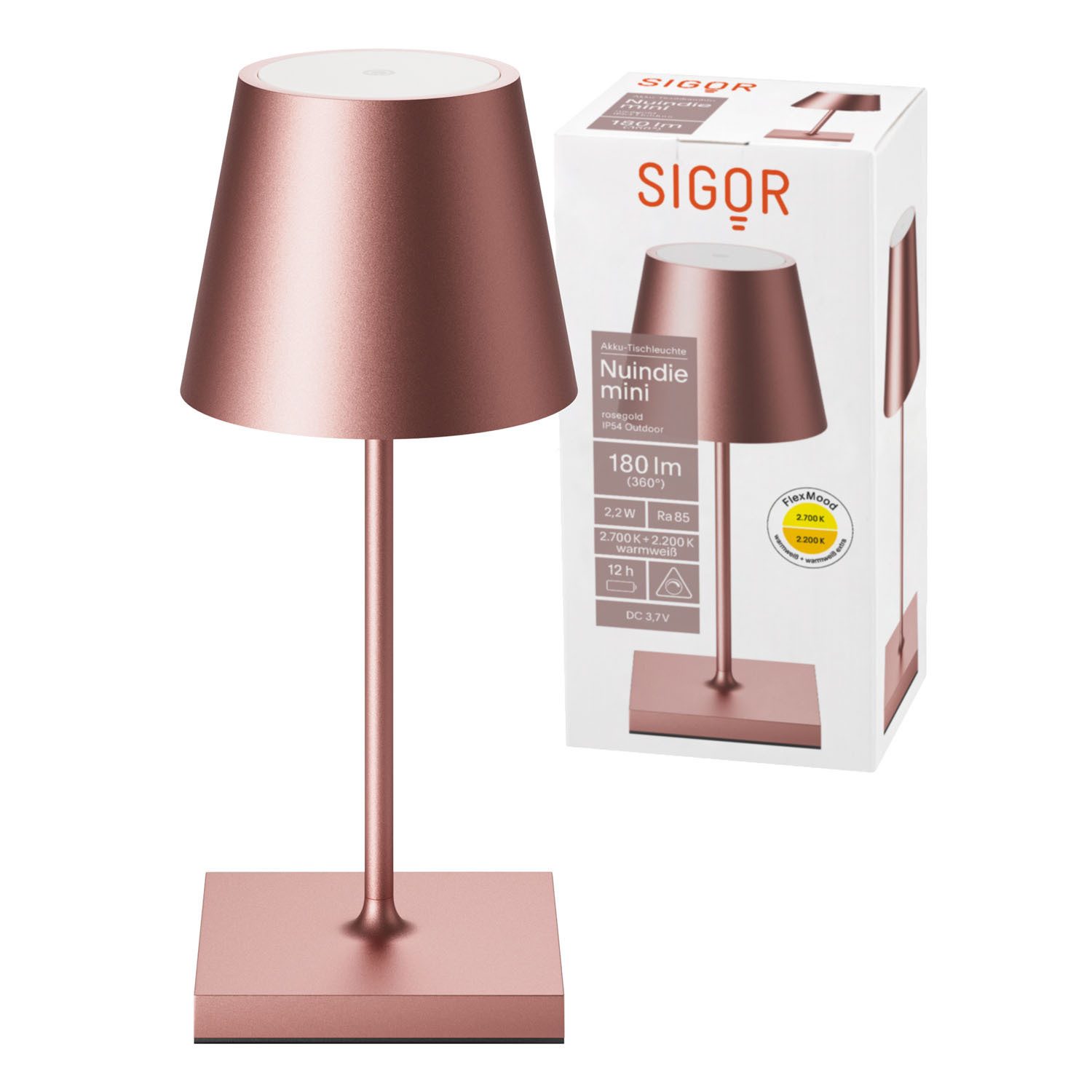 SIGOR LED Tischleuchte Akku-Tischleuchte, Dimmbar, LED fest integriert, Warmweiß