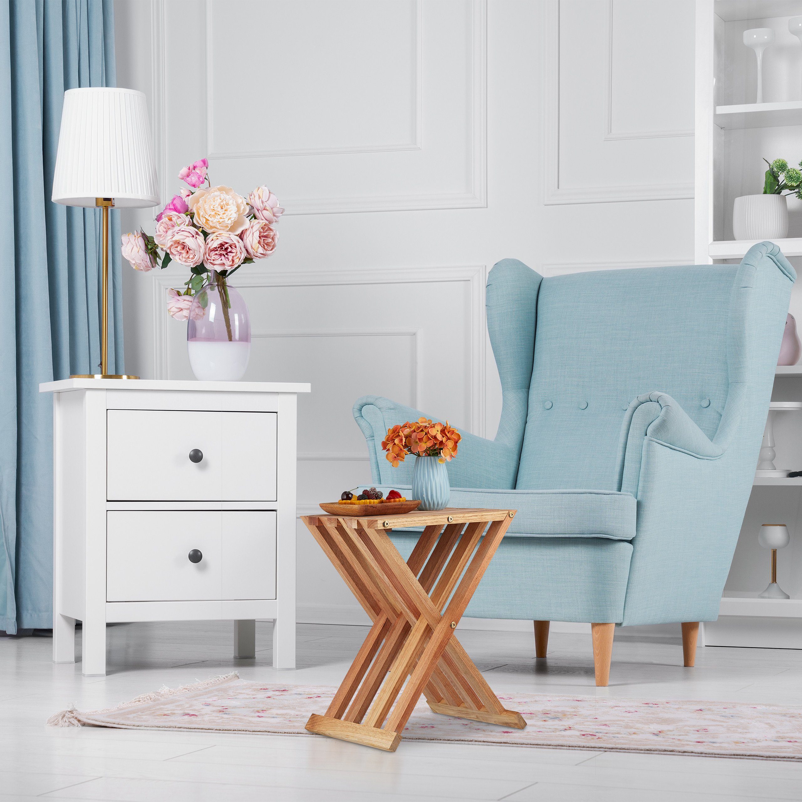 relaxdays Beistelltisch Klapptisch aus Walnuss Holz günstig online kaufen