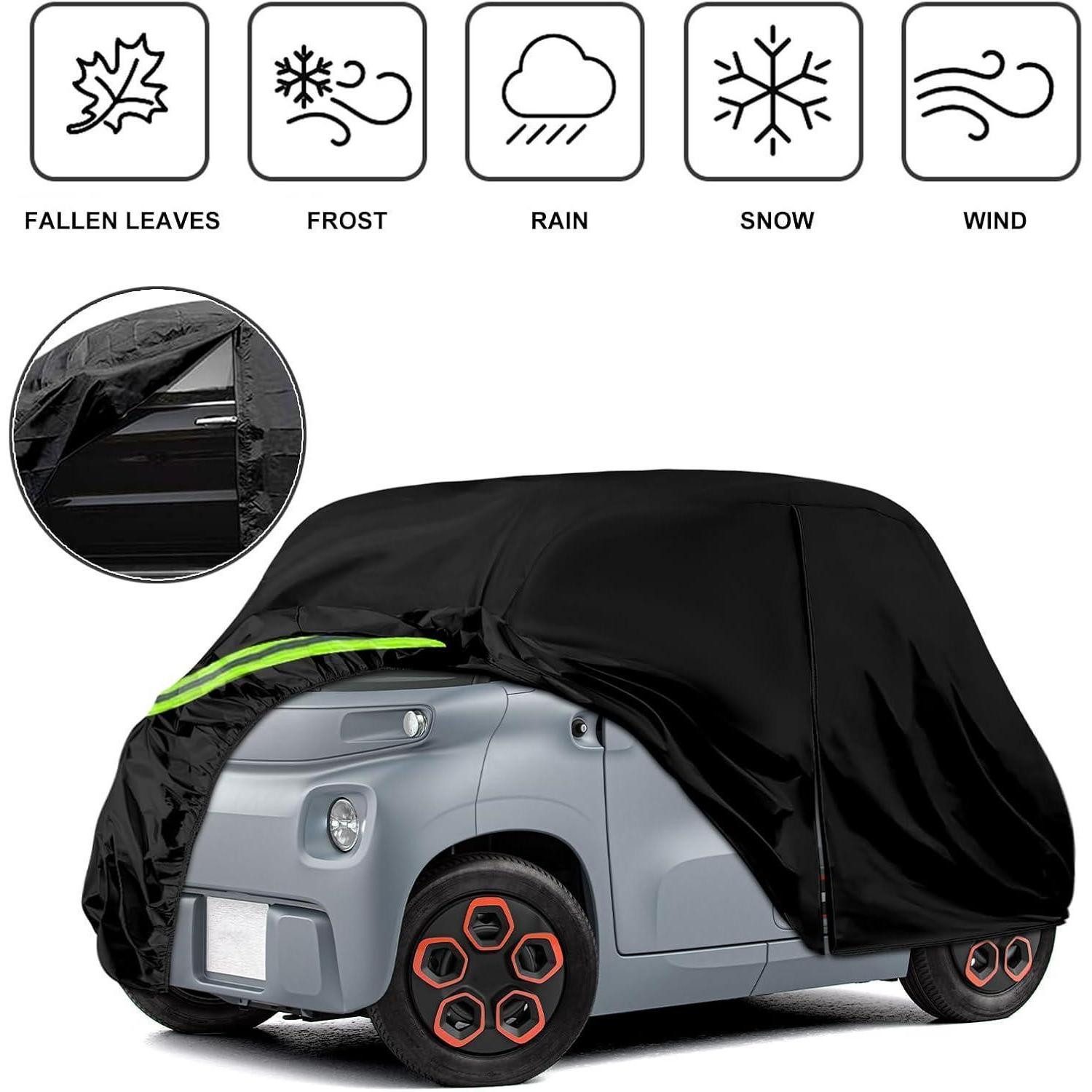 LuxusKollektion Autoplane Vollgarage Autoplane Abdeckplane kompatibel mit Citroen Ami Schwarz