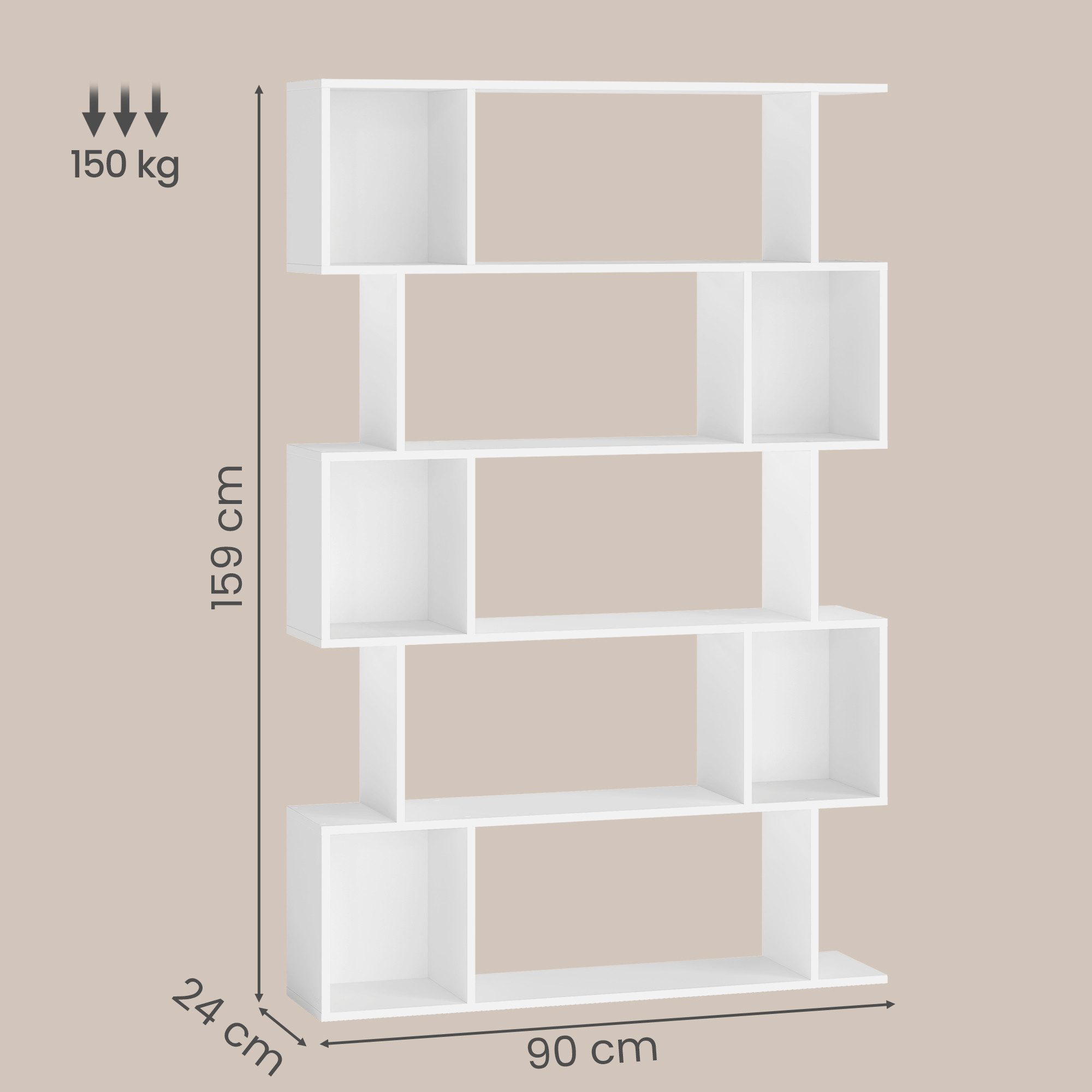 VASAGLE Bücherregal 2er Set Standregal mit 6 Ebenen, 1-tlg., 24 x 90 x 159 cm, Aufbewahrungsregal mit offenen Fächern – Bild 2 von 5