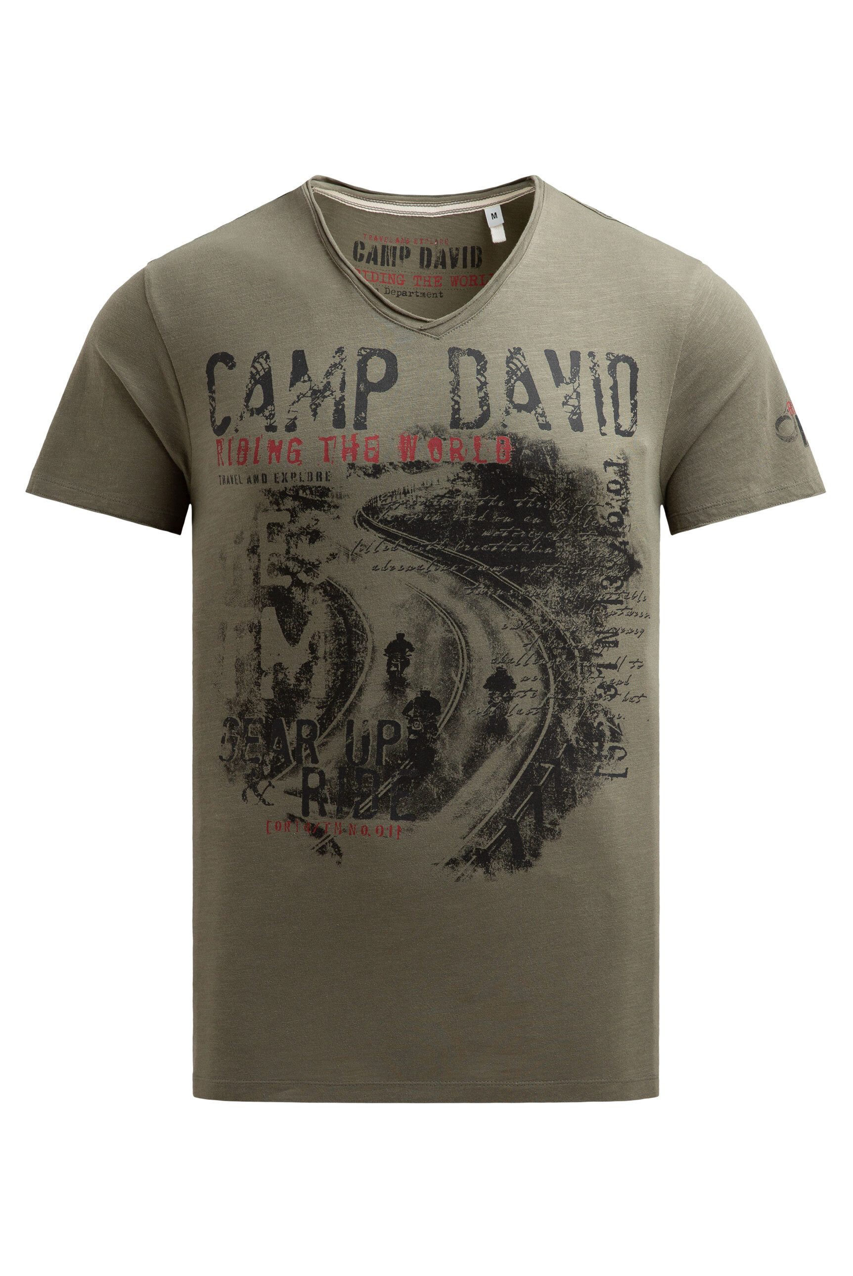 CAMP DAVID V-Shirt mit offenen Kanten günstig online kaufen