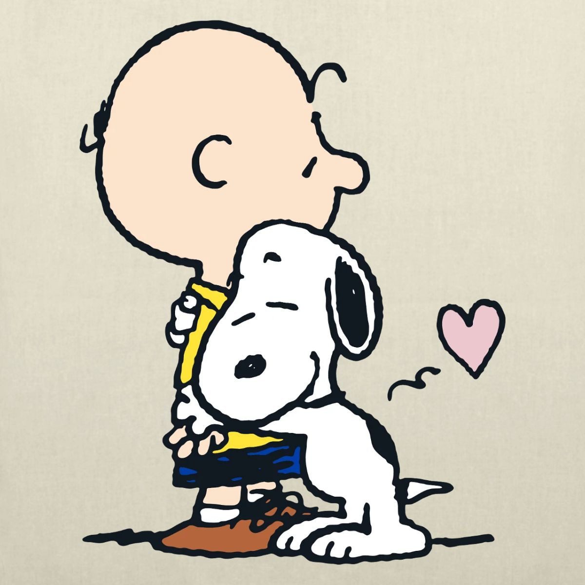 Spreadshirt Henkeltasche Peanuts Snoopy Umarmt Charlie Brown Stoffbeutel (1-tlg)